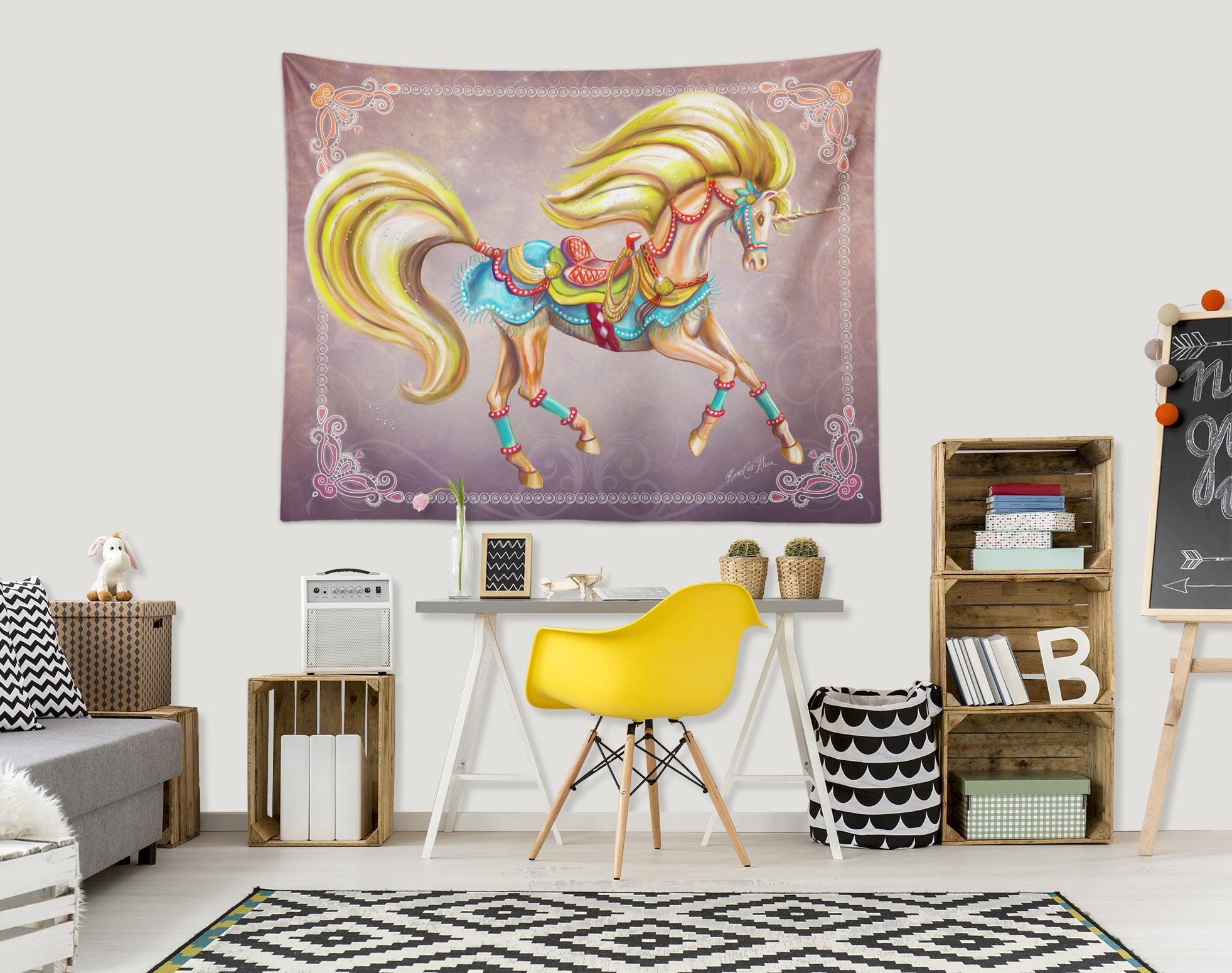3D Unicorn Decoration 5211 Rose Catherine Khan Tapestry Hanging Cloth Hang