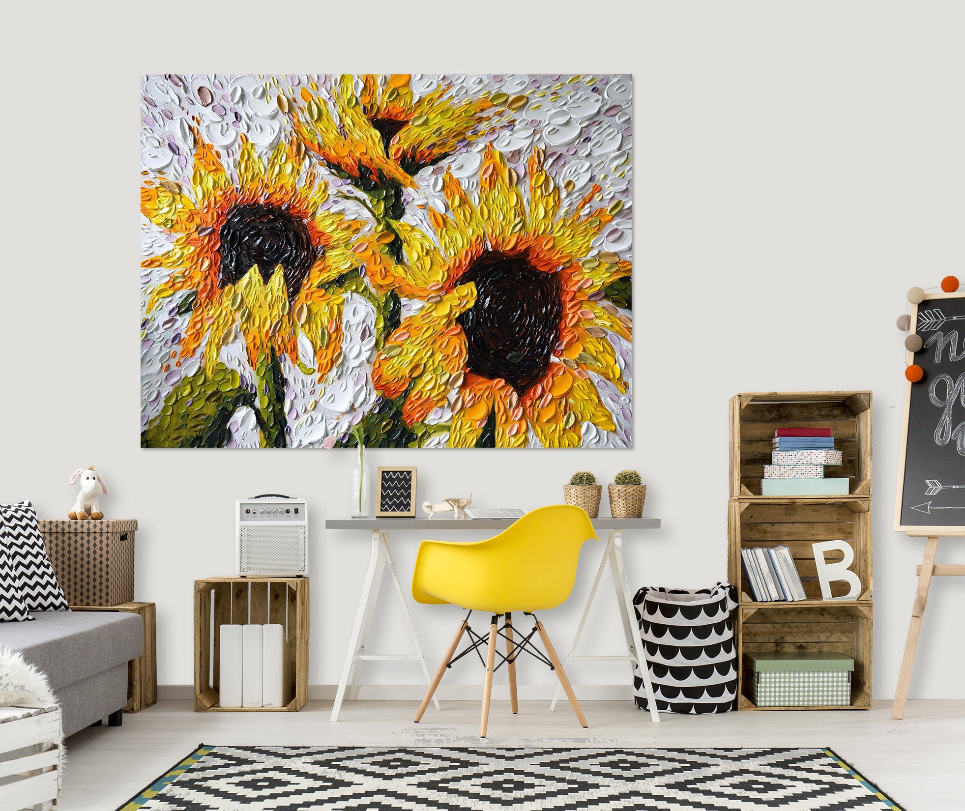 3D Sunflowers 014 Dena Tollefson Wall Sticker
