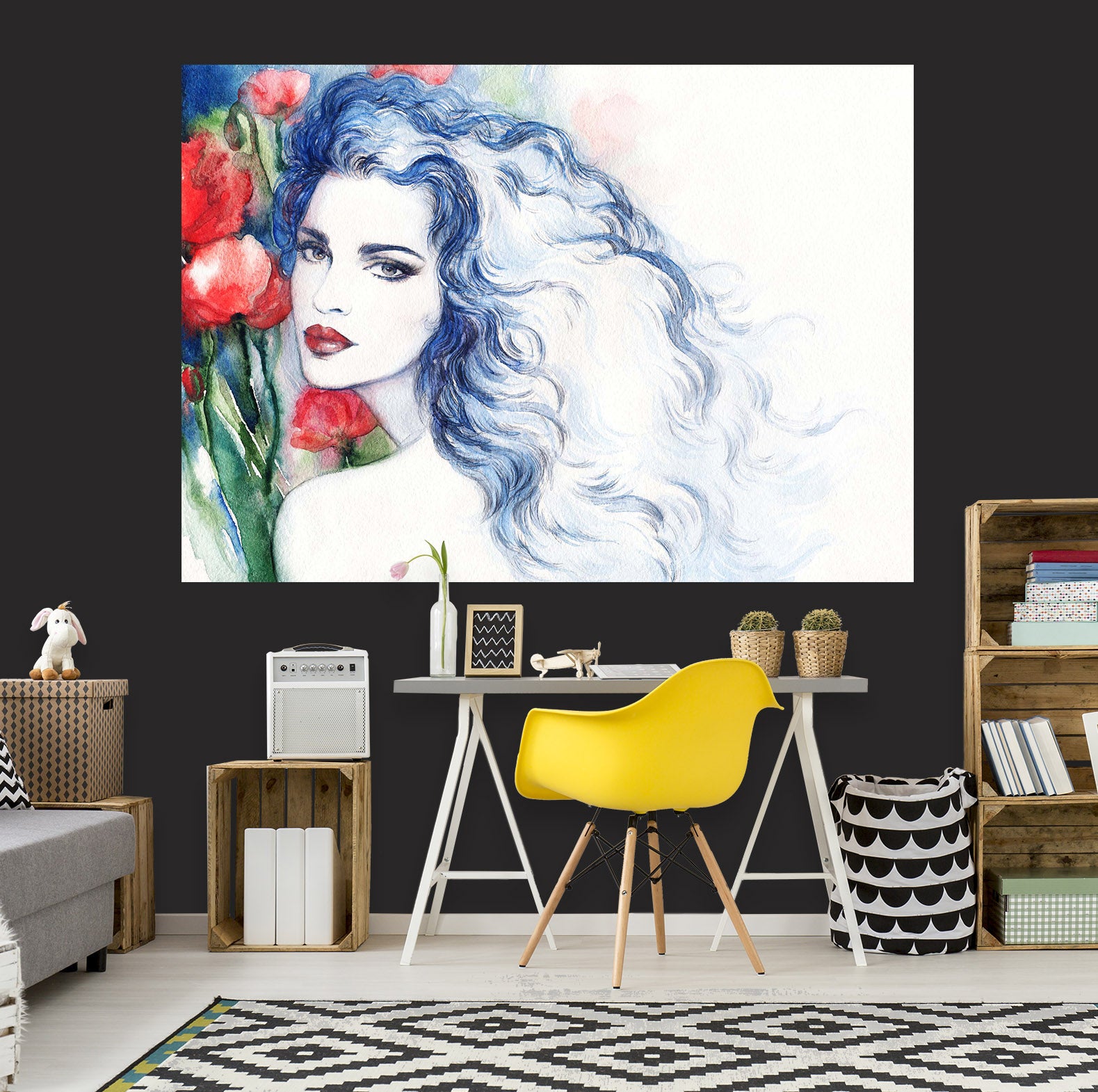 3D Safflower Woman 1049 Wall Sticker