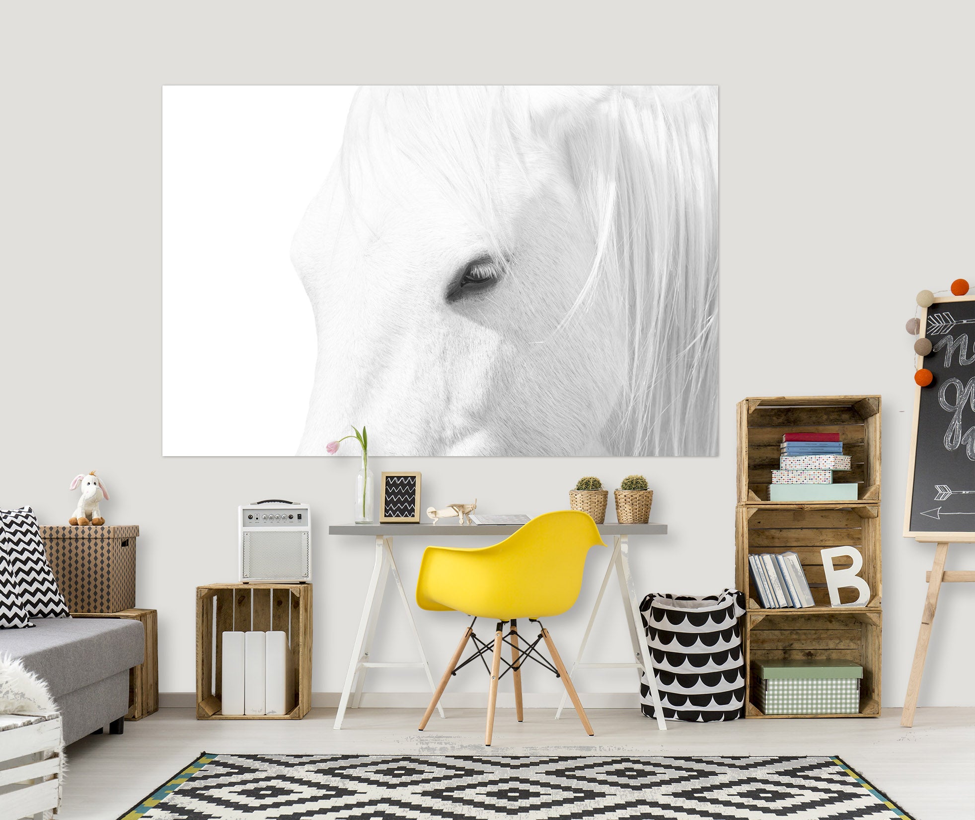 3D White Horse 224 Marco Carmassi Wall Sticker