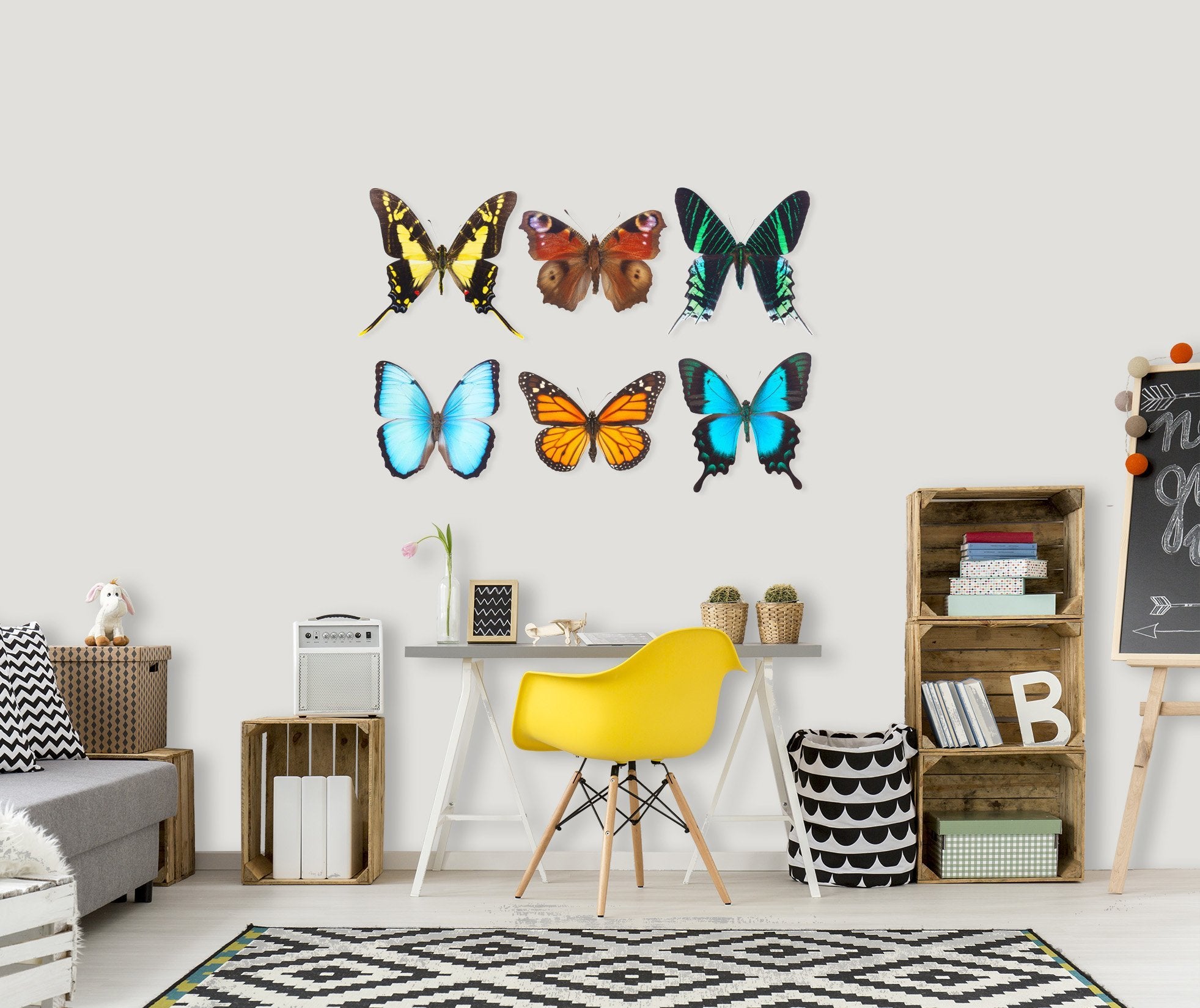 3D Butterfly Flying 170 Animals Wall Stickers Wallpaper AJ Wallpaper