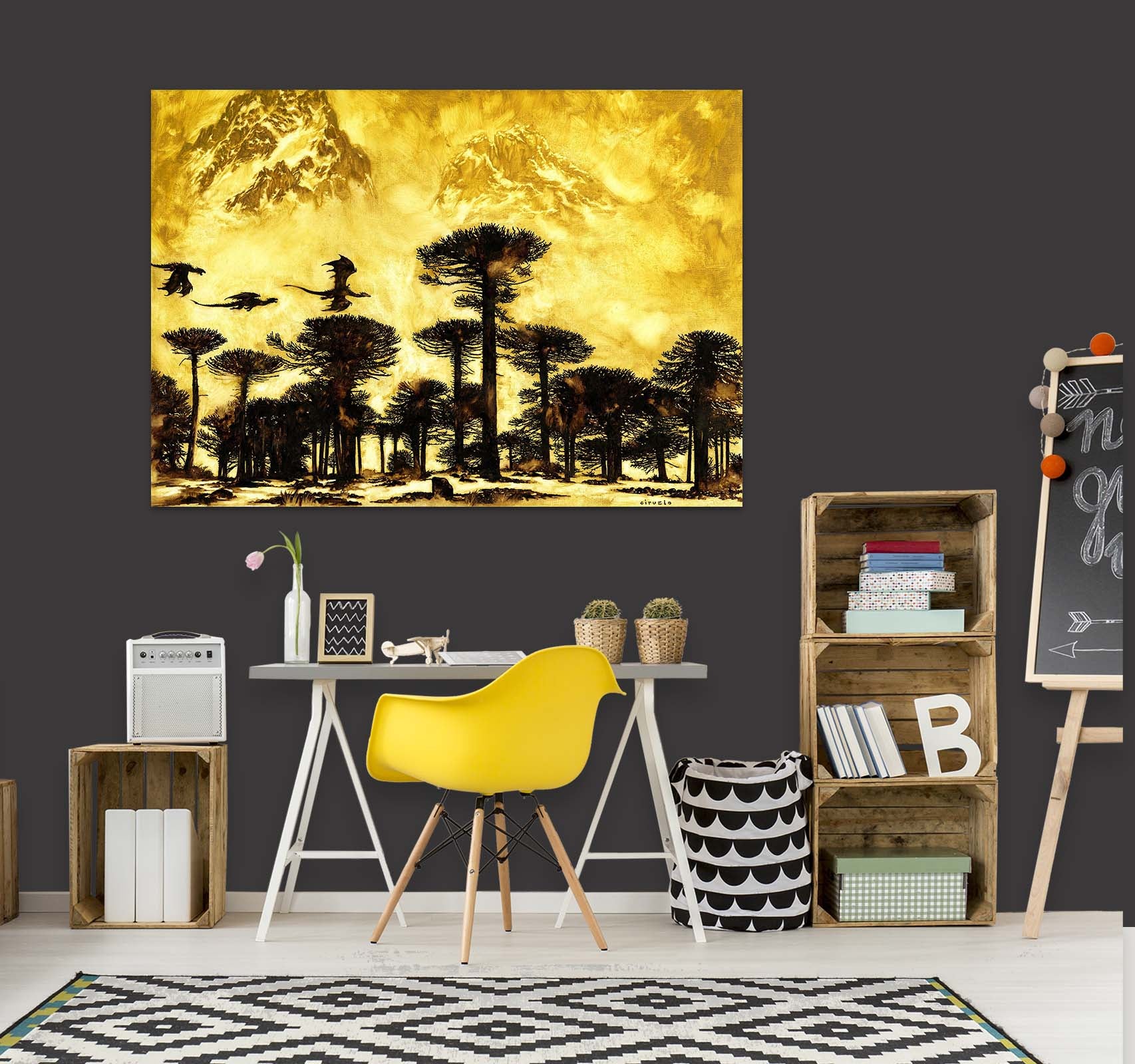 3D Forest Dragon Shadow 8046 Ciruelo Wall Sticker