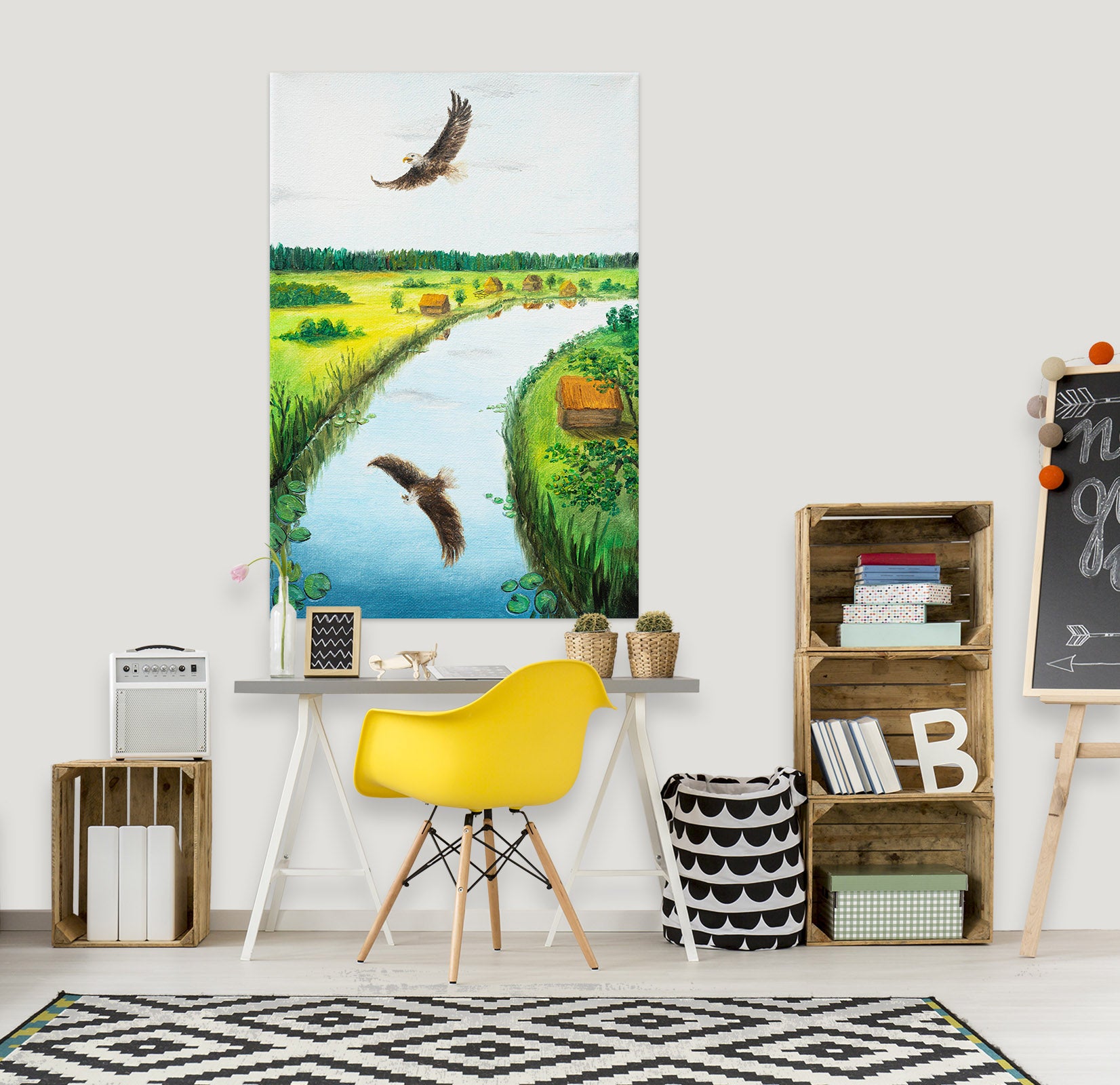 3D River Eagle 1820 Marina Zotova Wall Sticker