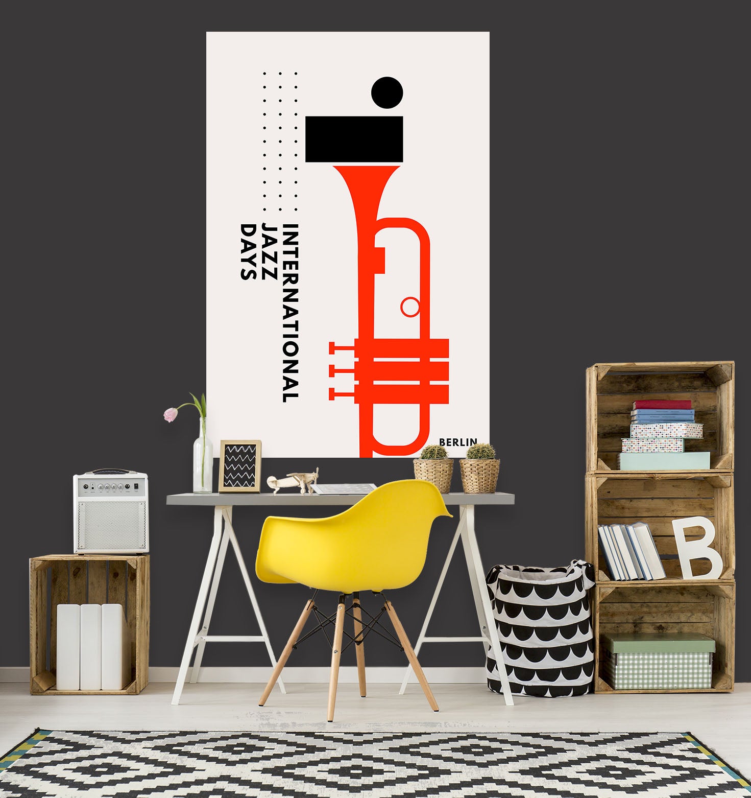 3D Yellow Flute 157 Boris Draschoff Wall Sticker