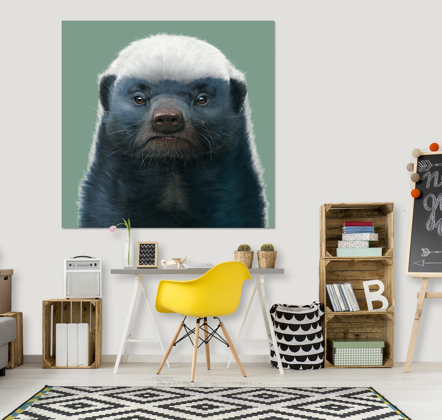 3D Honey Badger Portrait 043 Vincent Hie Wall Sticker
