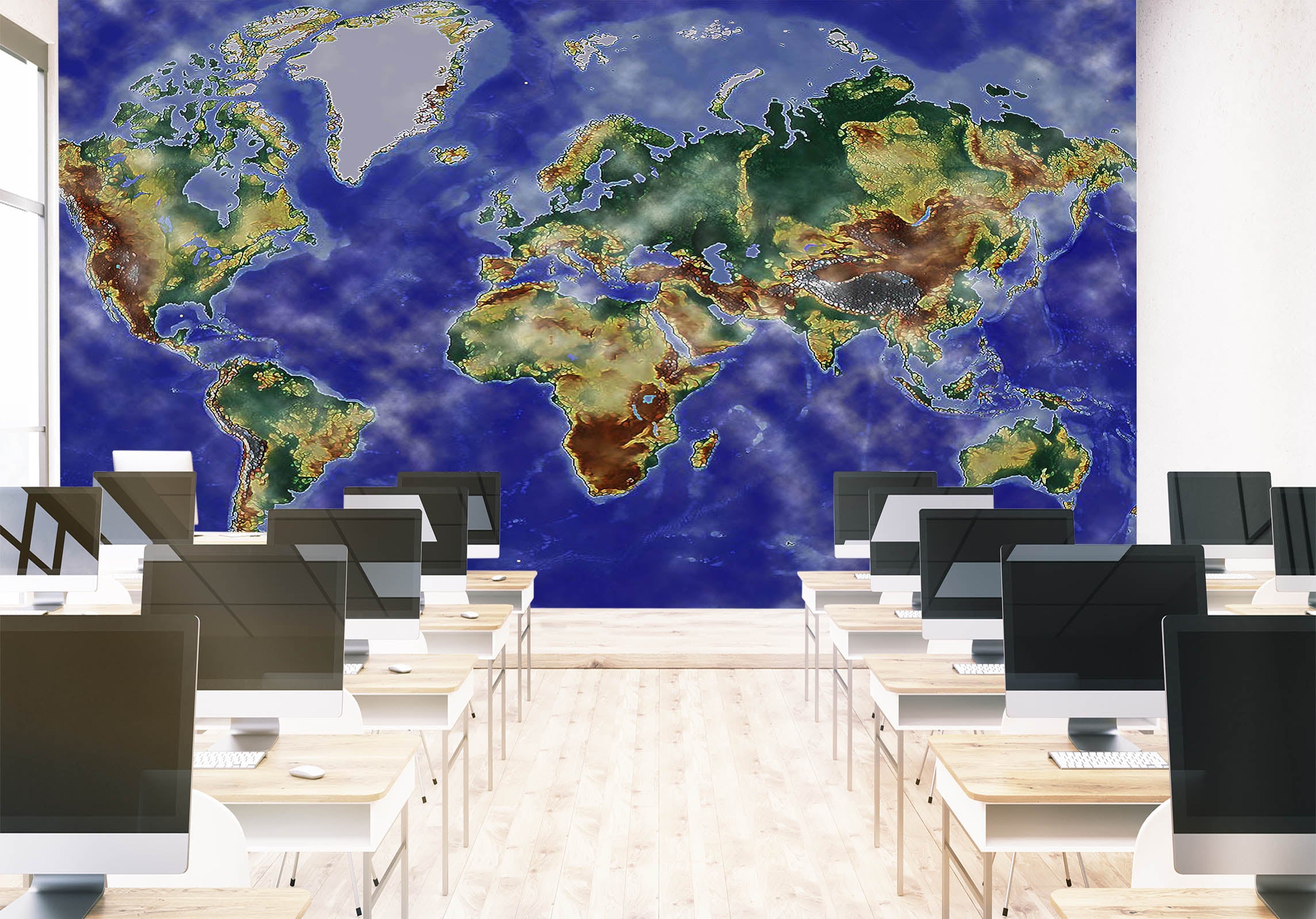 3D Exquisite Painting 2142 World Map Wall Murals