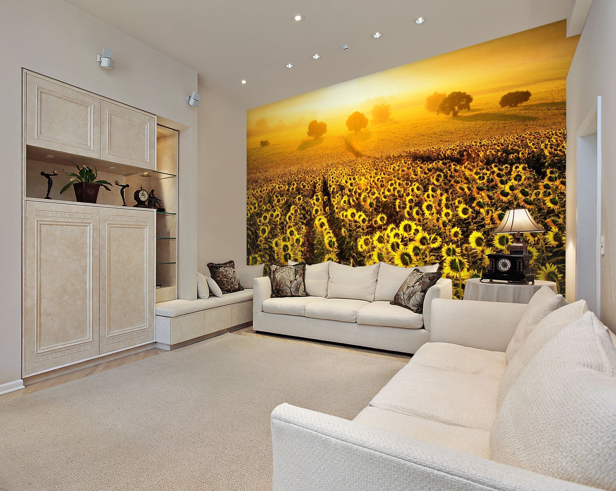 3D Sunflower Field 29 Wall Murals Wallpaper AJ Wallpaper 2