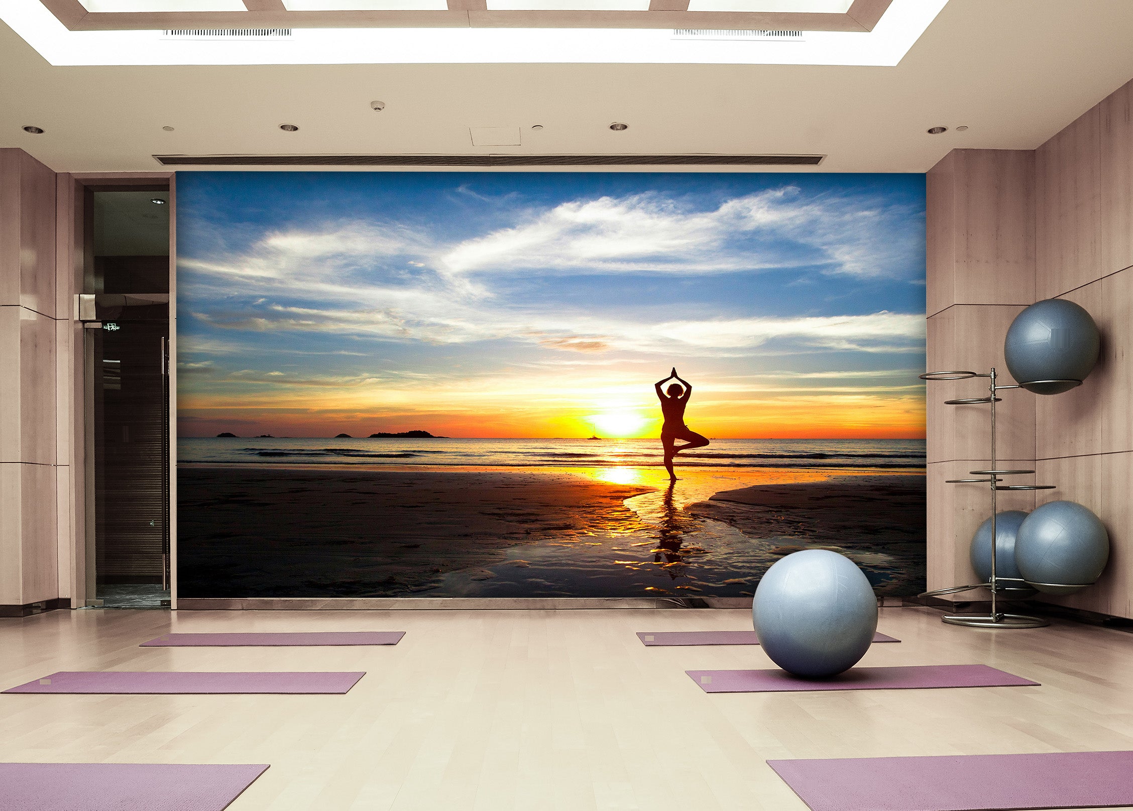 3D Sunset Yoga 026 Wall Murals Wallpaper AJ Wallpaper 2