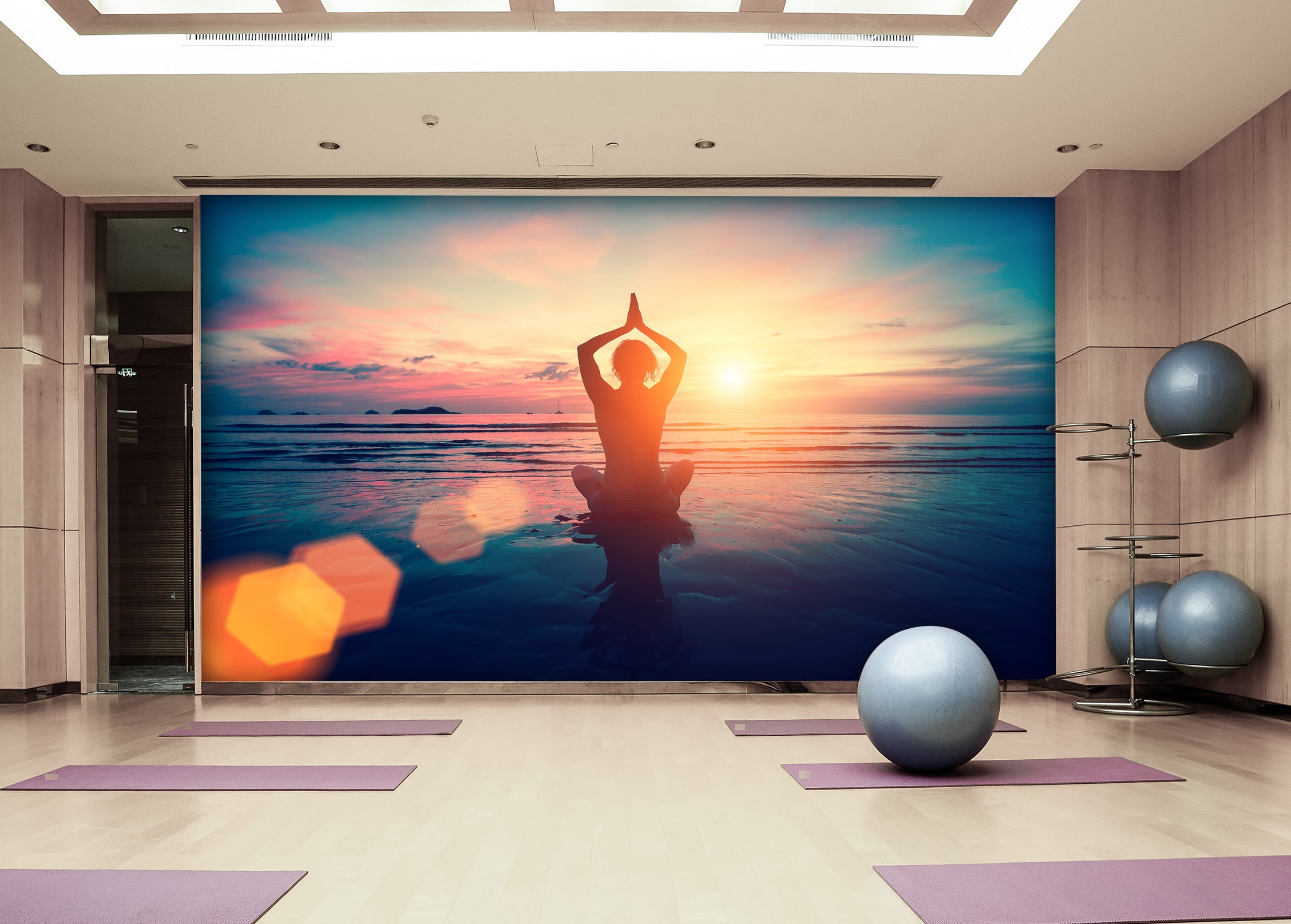3D Sunrise Yoga 275 Wall Murals