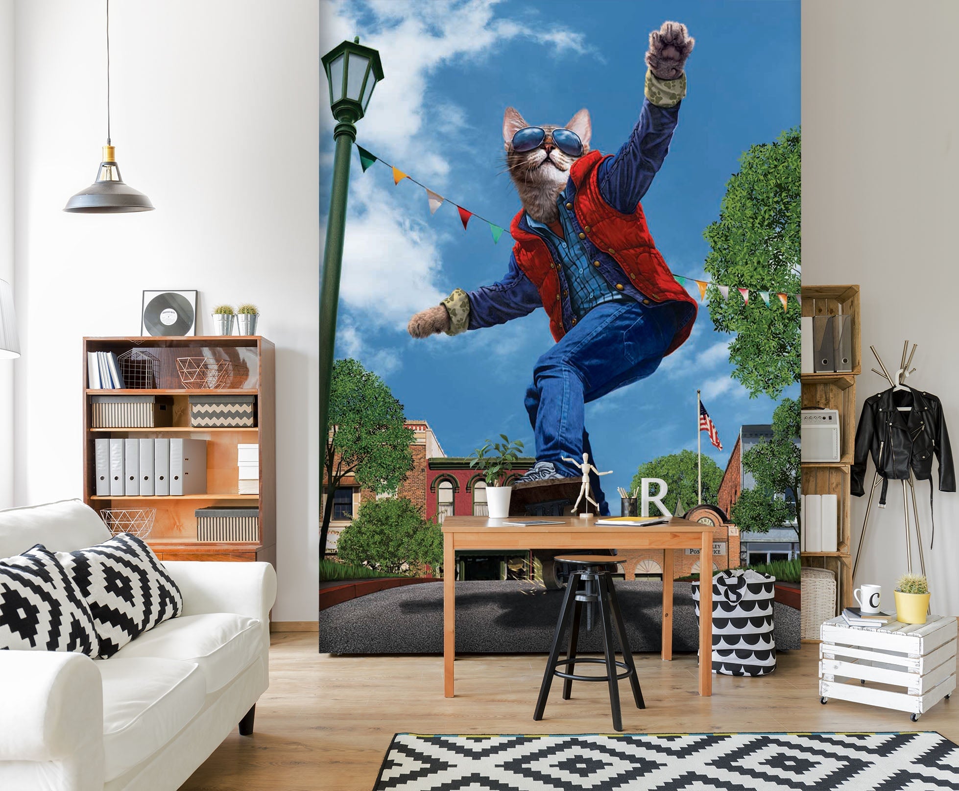 3D Skateboard Cat 1417 Wall Murals Exclusive Designer Vincent Wallpaper AJ Wallpaper