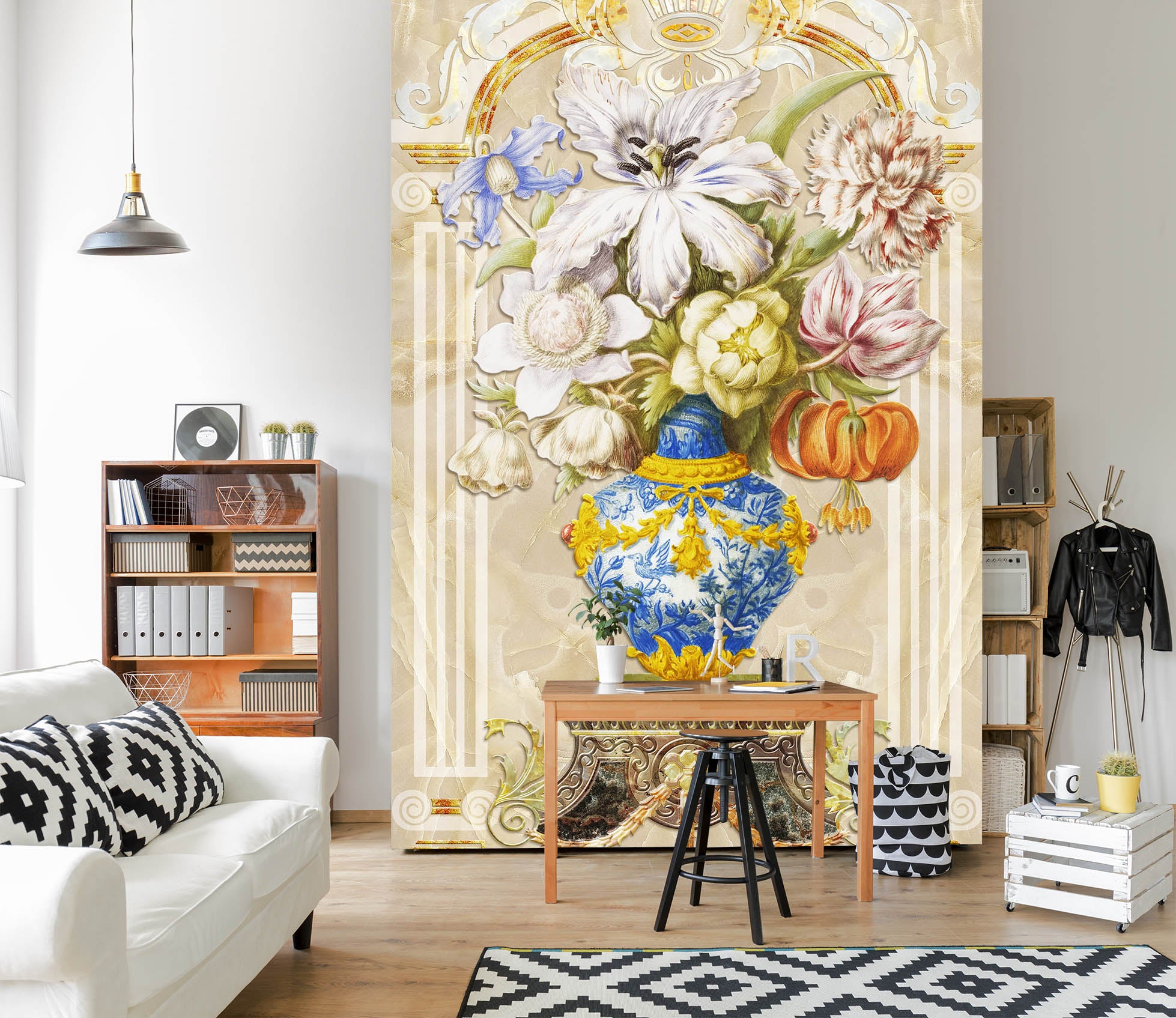 3D Vase Flowers 1863 Wall Murals