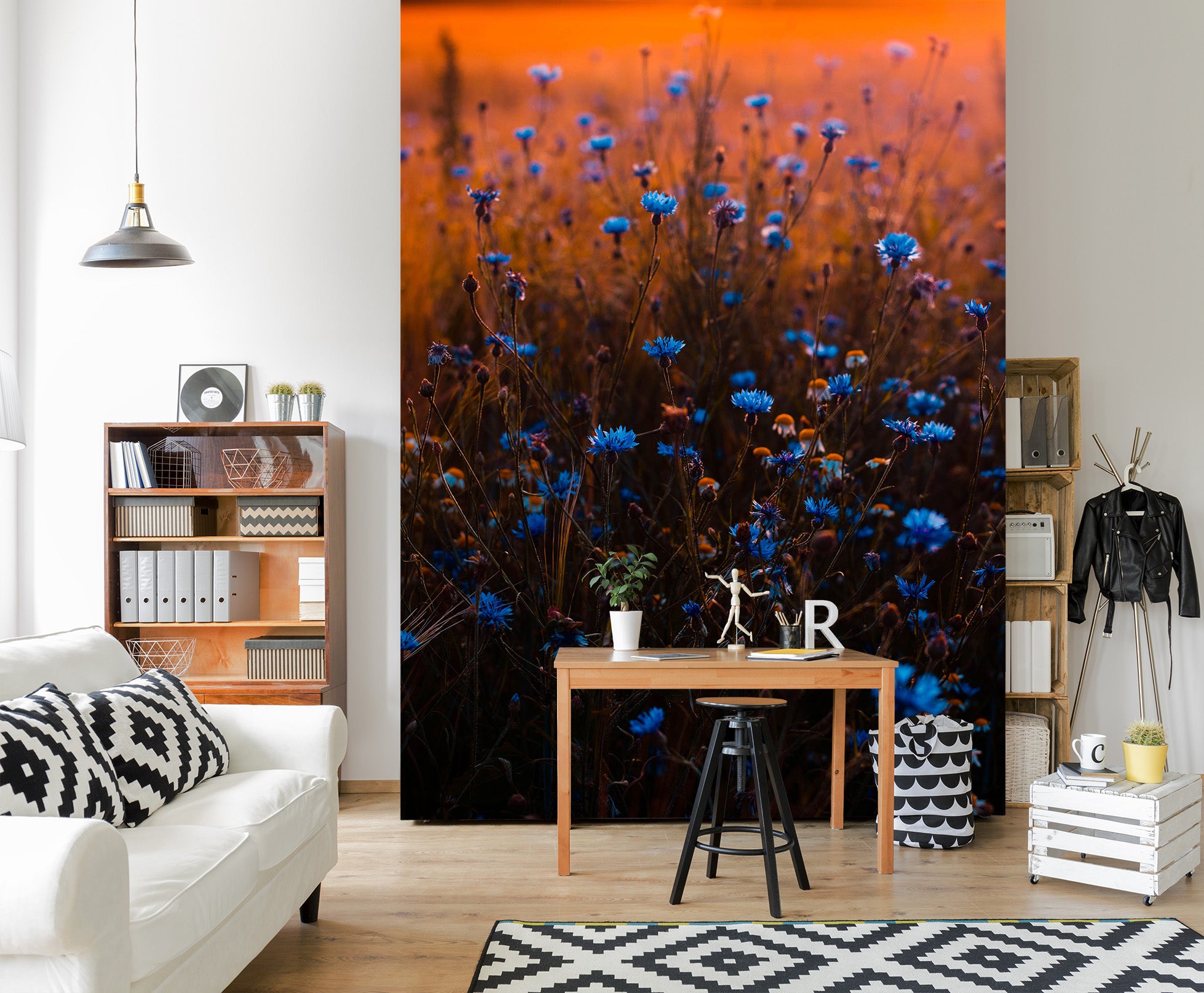 3D Sunset Flowers 2092 Wall Murals