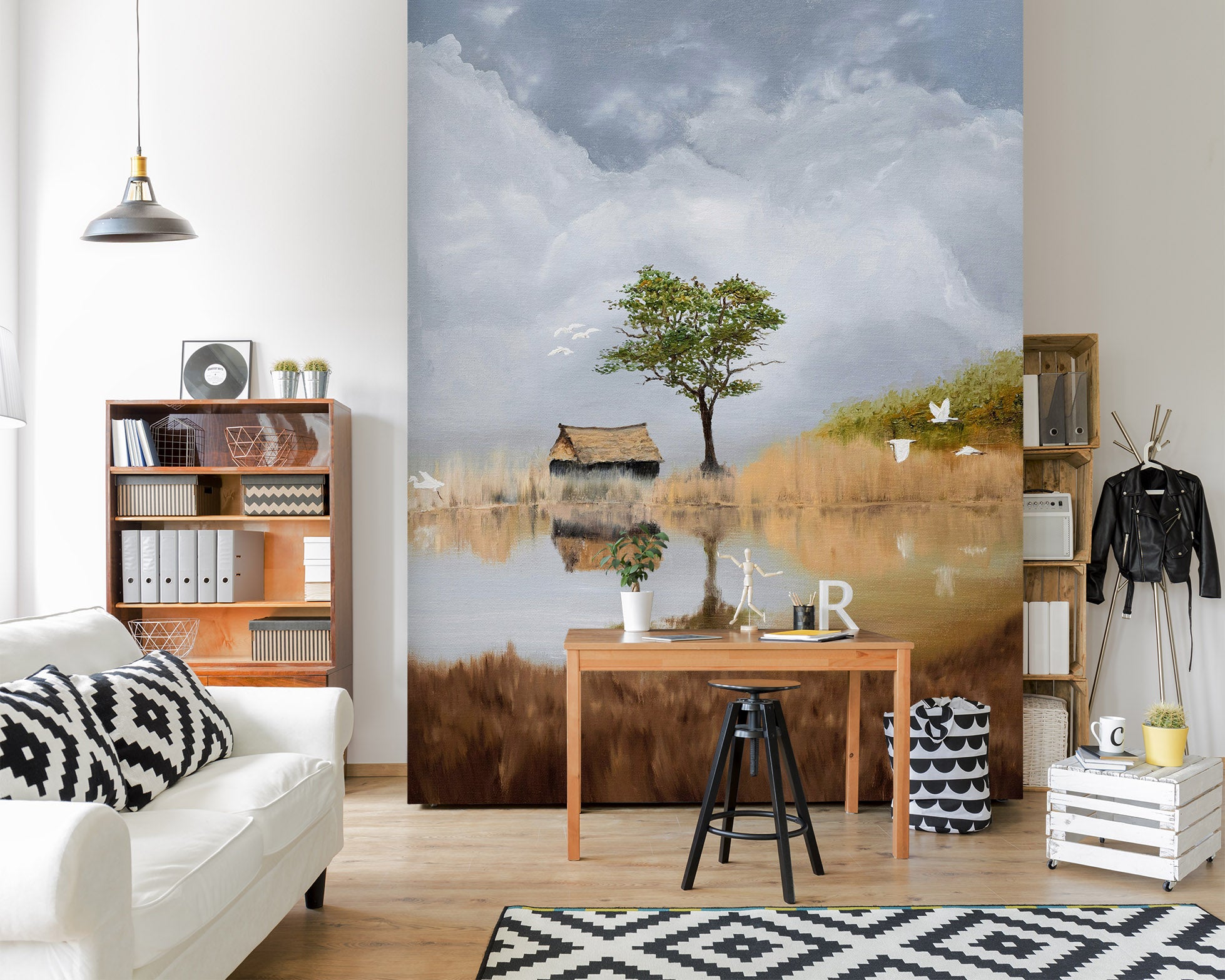 3D Grass Tree Cabin 1874 Marina Zotova Wall Mural Wall Murals