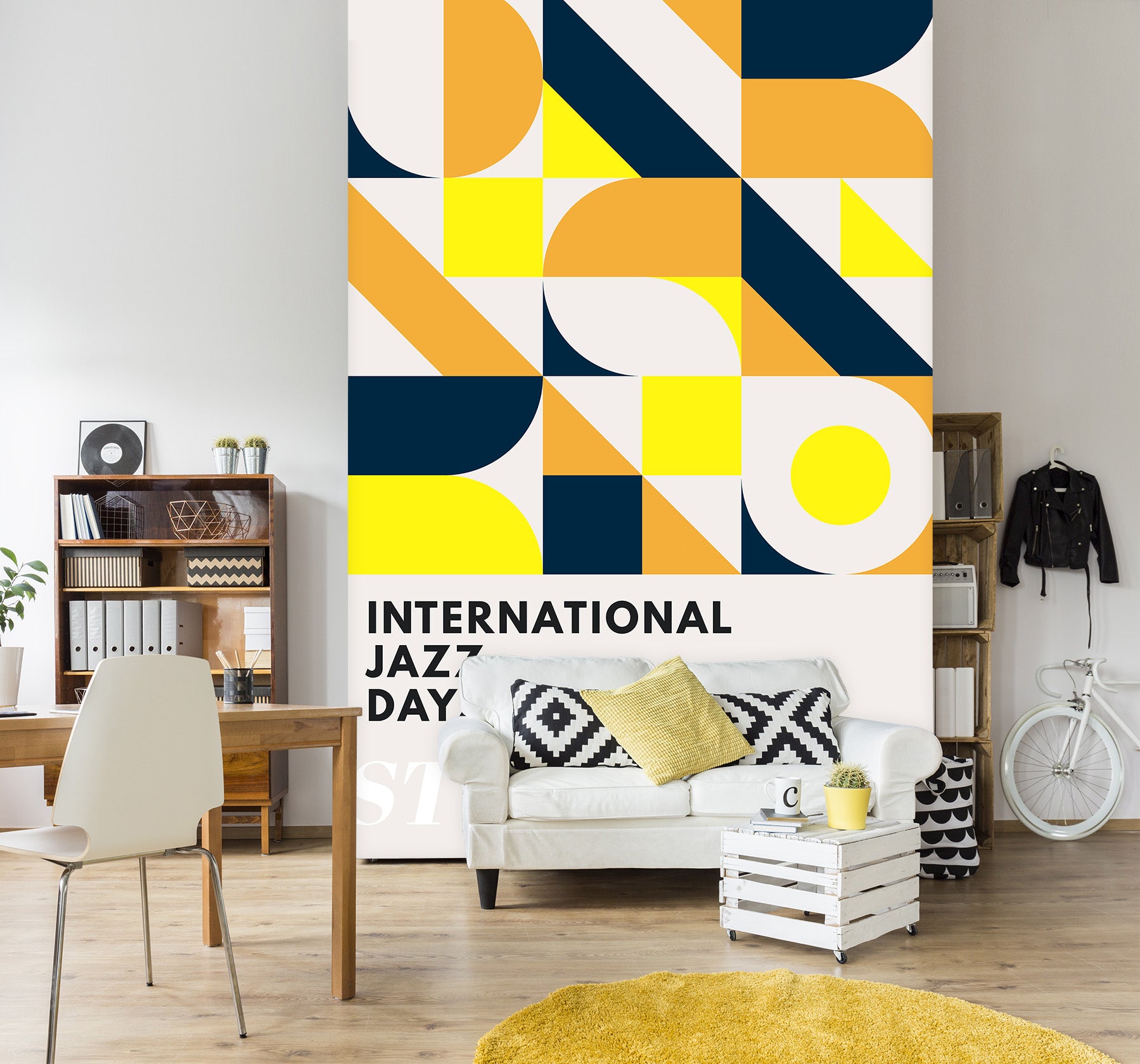 3D Yellow Geometry 1464 Boris Draschoff Wall Mural Wall Murals