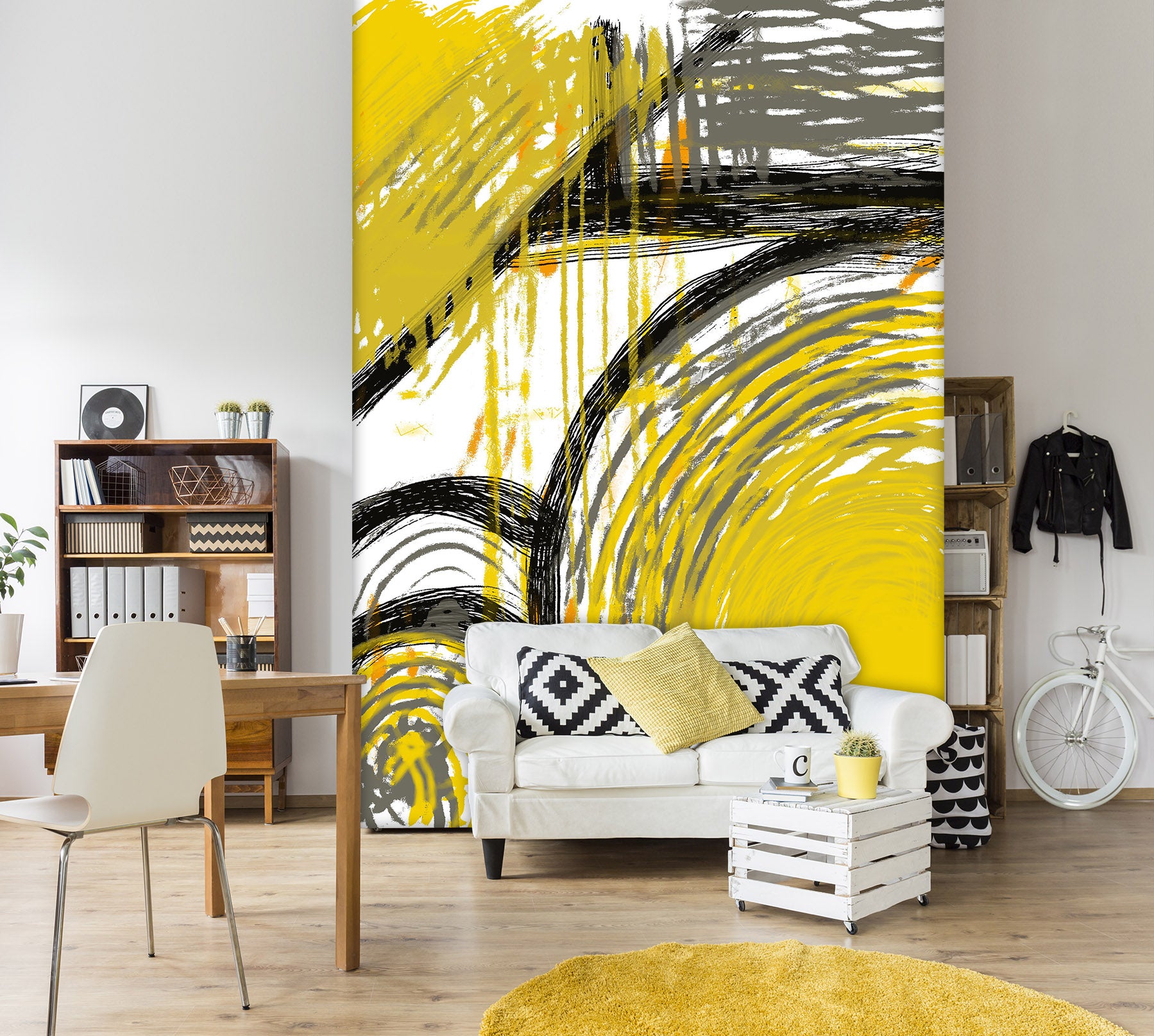 3D Yellow Watercolor 1282 Jacqueline Reynoso Wall Mural Wall Murals