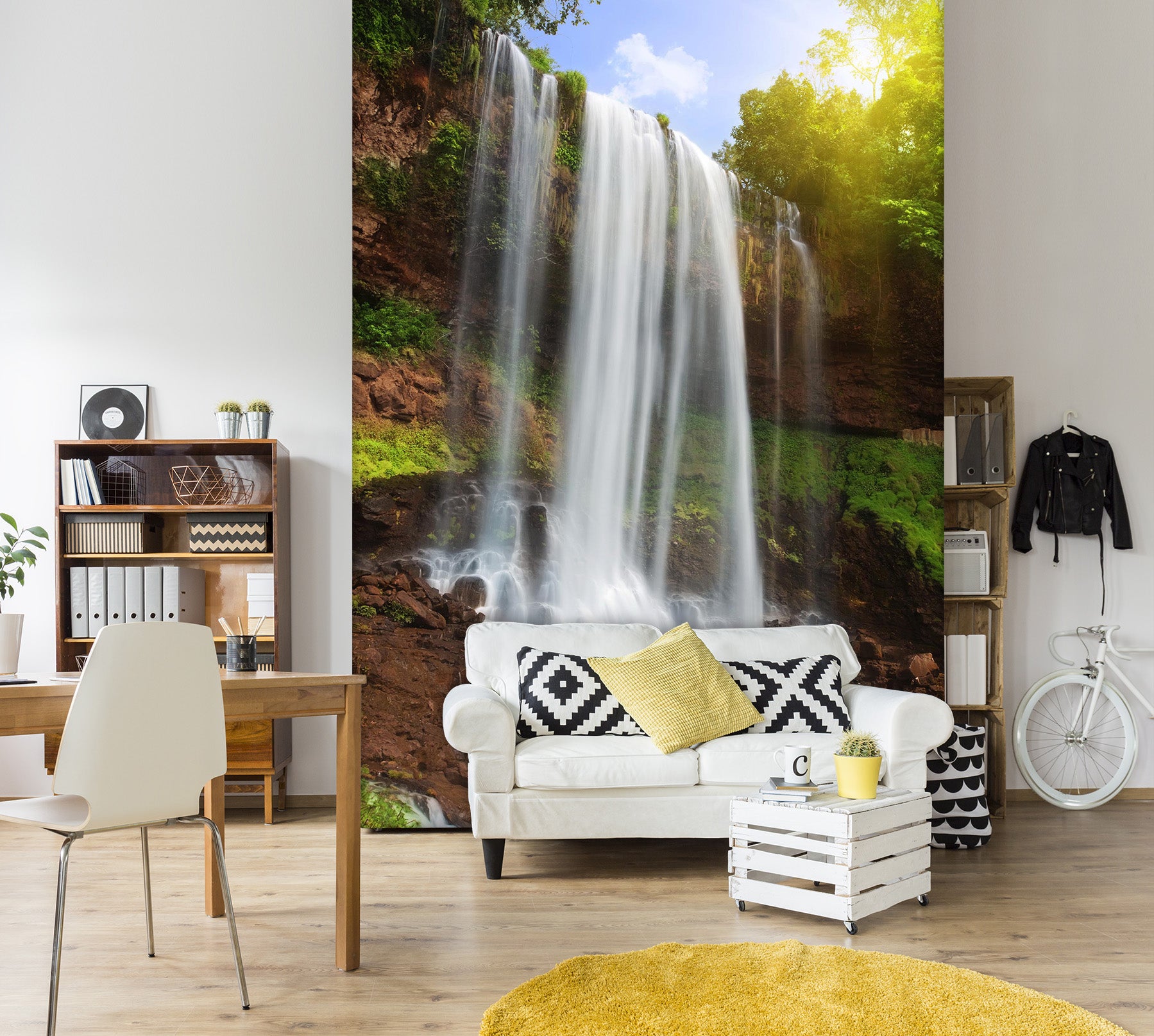 3D Waterfall Sunlight 1550 Wall Murals
