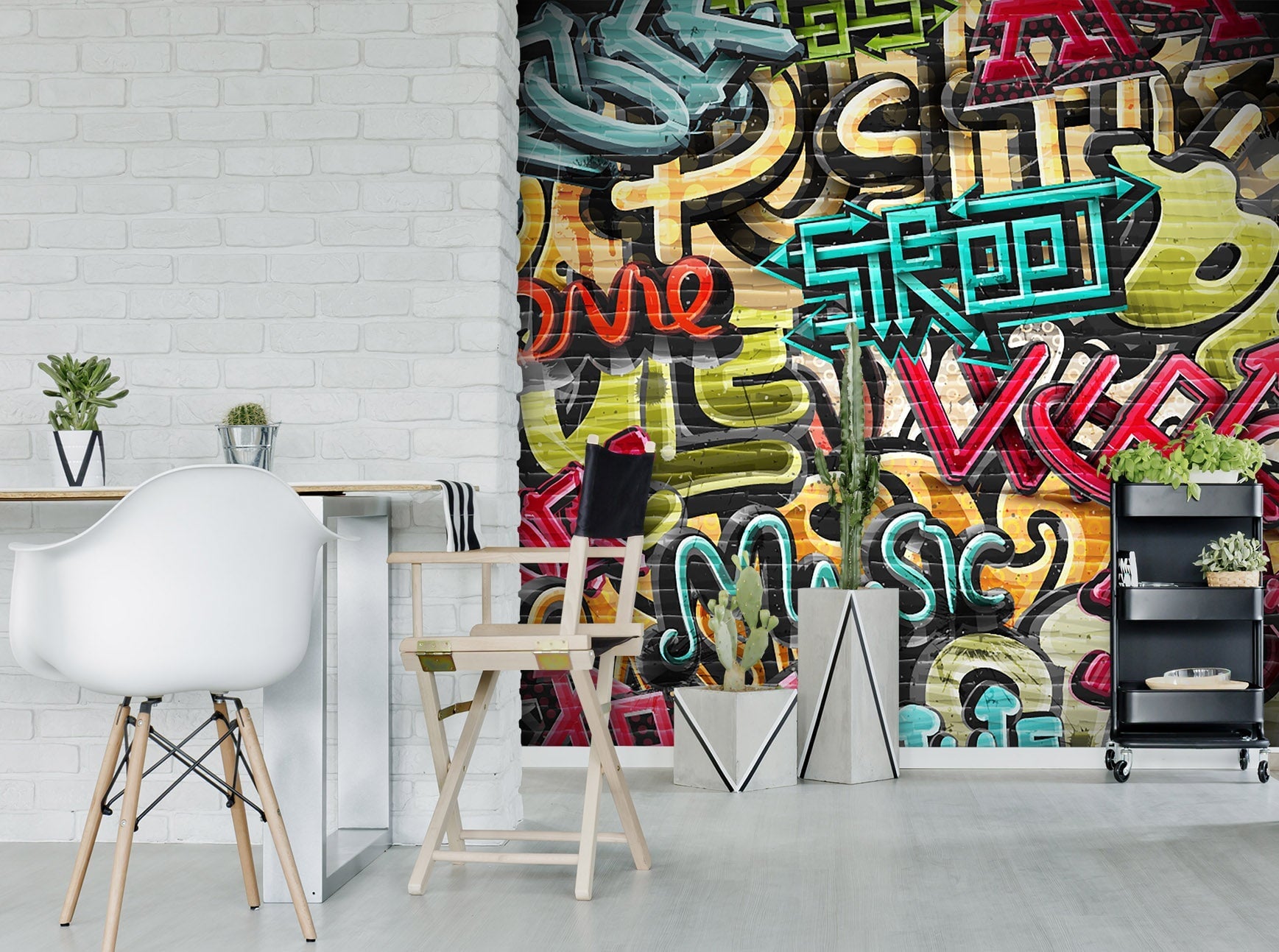 3D Graffiti Color Words 123 Wall Murals Wallpaper AJ Wallpaper 2
