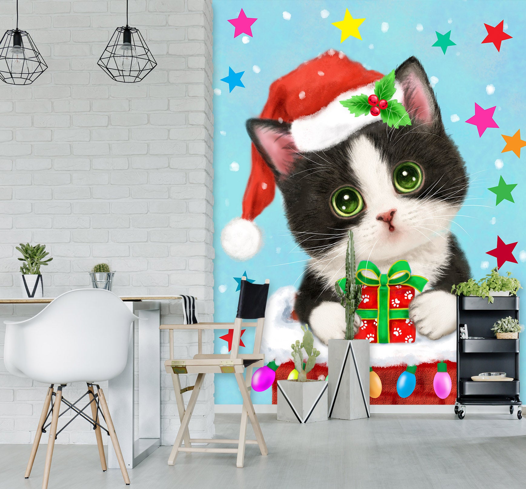 3D Christmas Cat Star 5497 Kayomi Harai Wall Mural Wall Murals