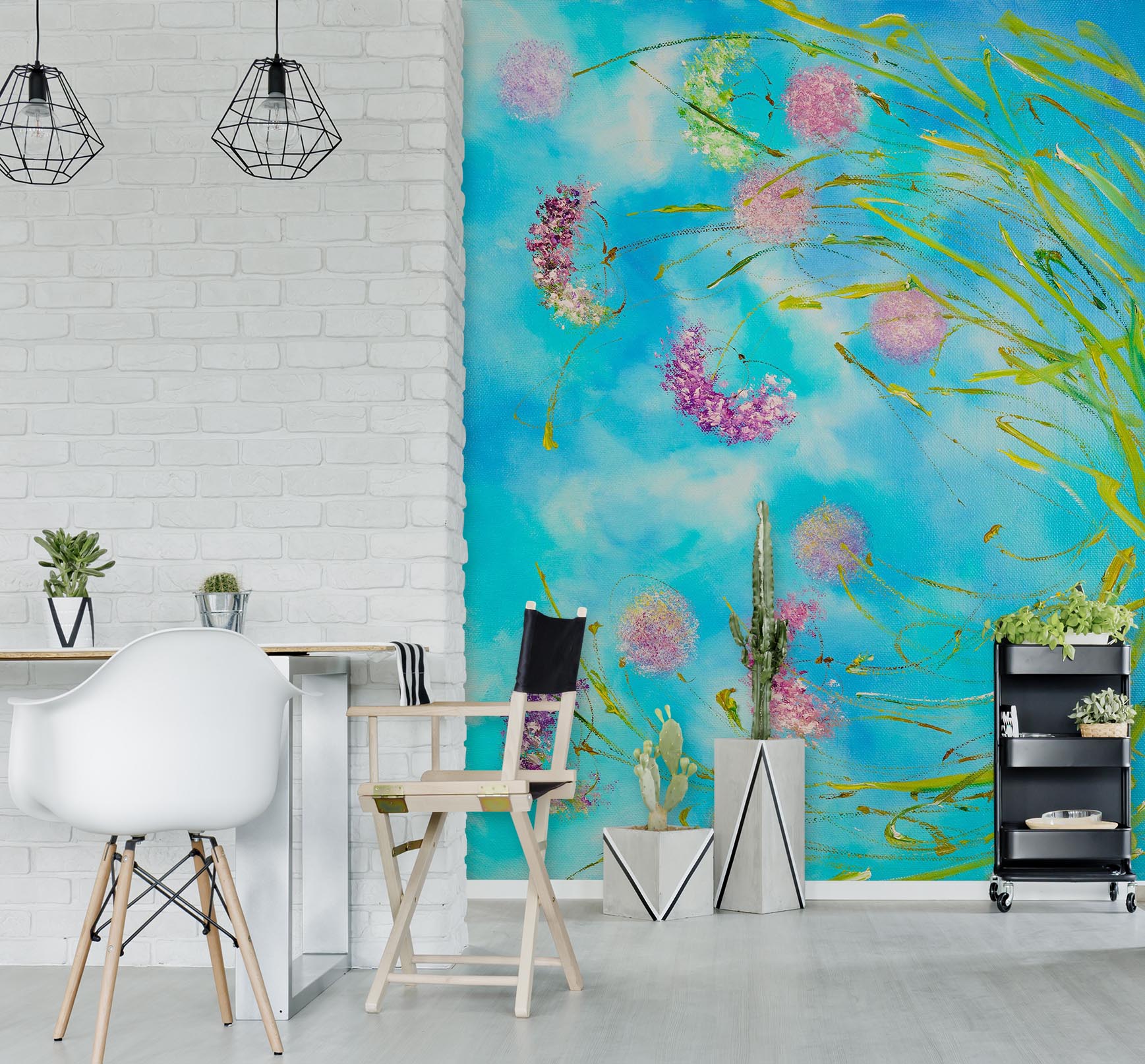 3D Pink Flower Grass 267 Skromova Marina Wall Mural Wall Murals