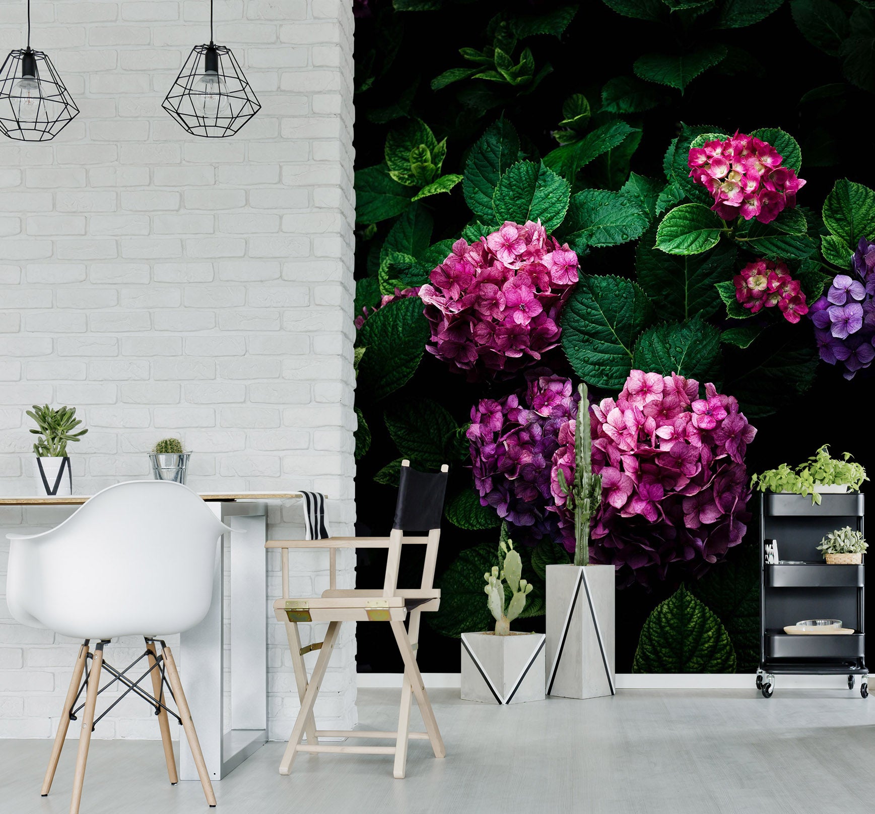 3D Pink Hydrangea 1301 Noirblanc777 Wall Mural Wall Murals