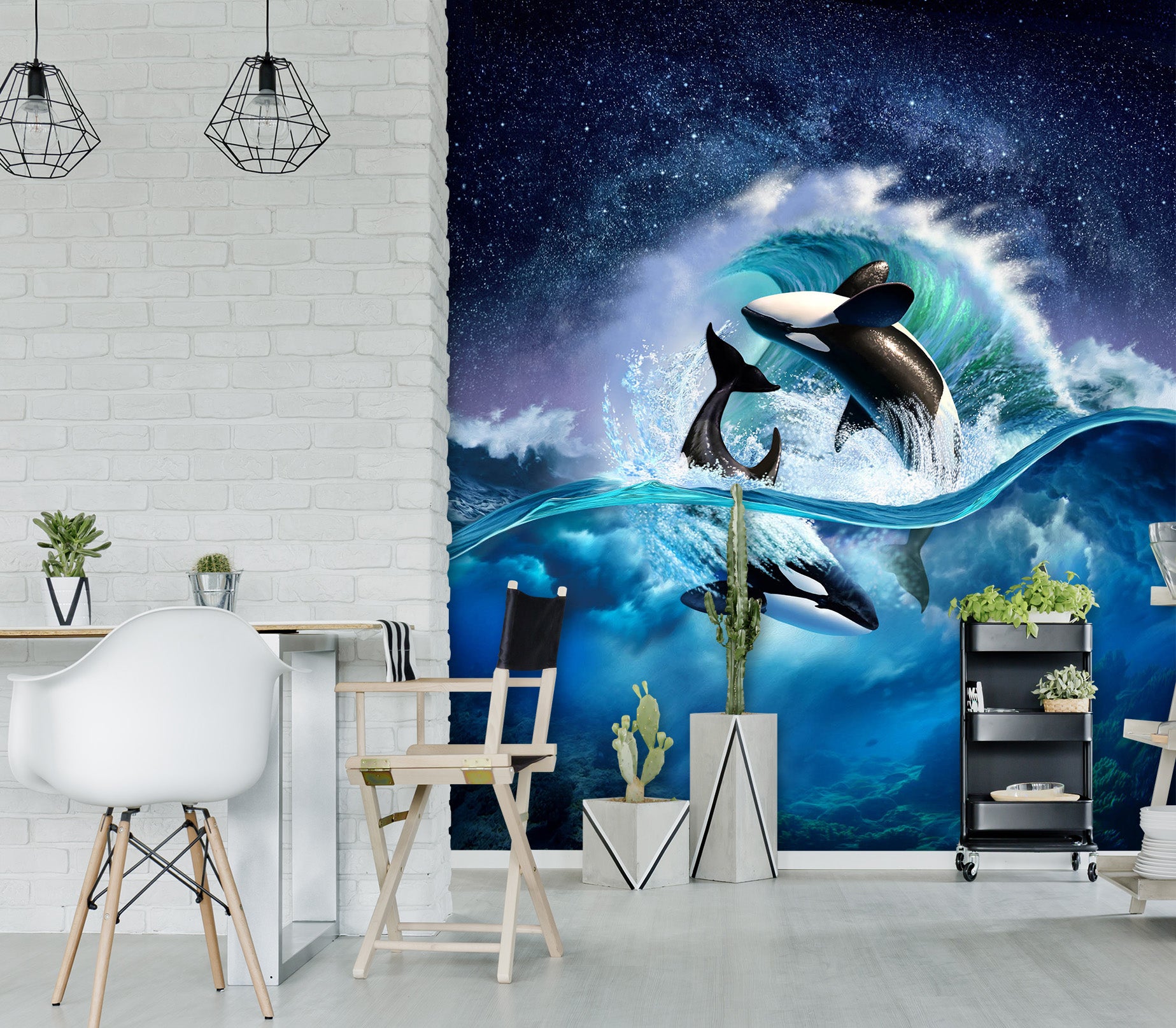 3D Orca Wave 1414 Jerry LoFaro Wall Mural Wall Murals