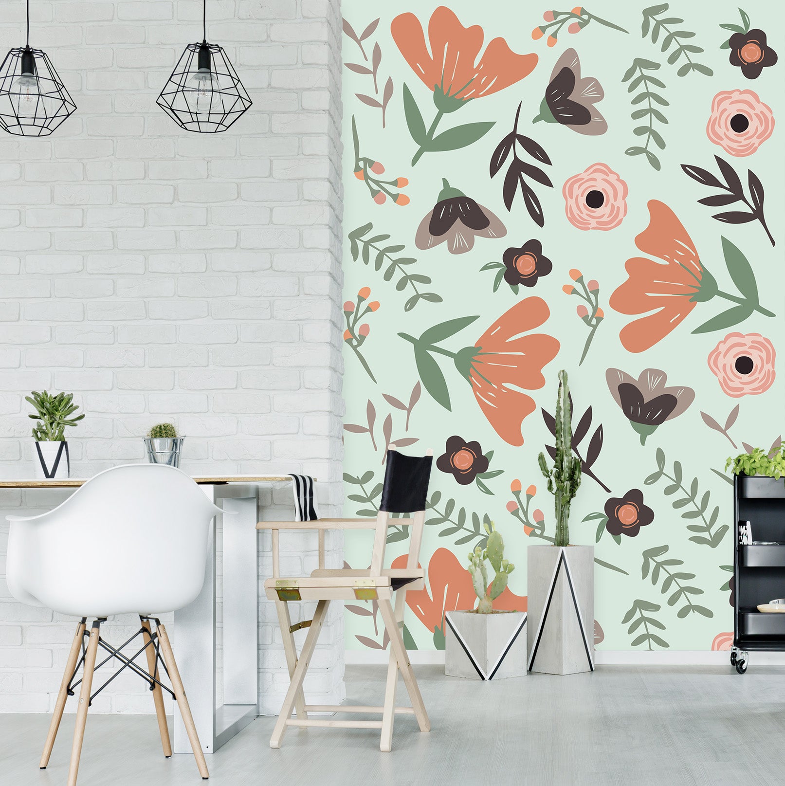 3D Colored Flowers 1408 Jillian Helvey Wall Mural Wall Murals