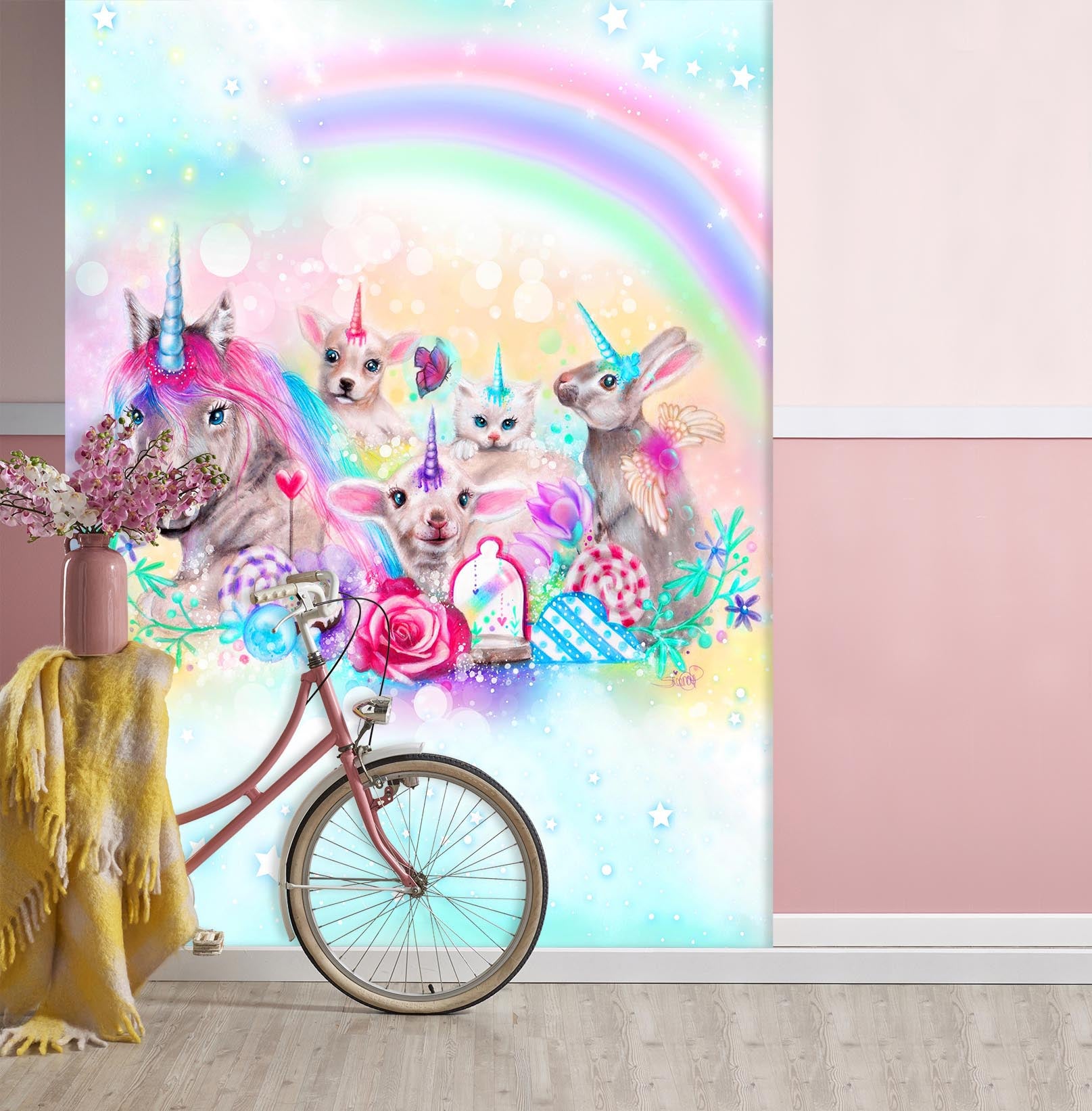 3D Rainbow Unicorn Bunny 8479 Sheena Pike Wall Mural Wall Murals
