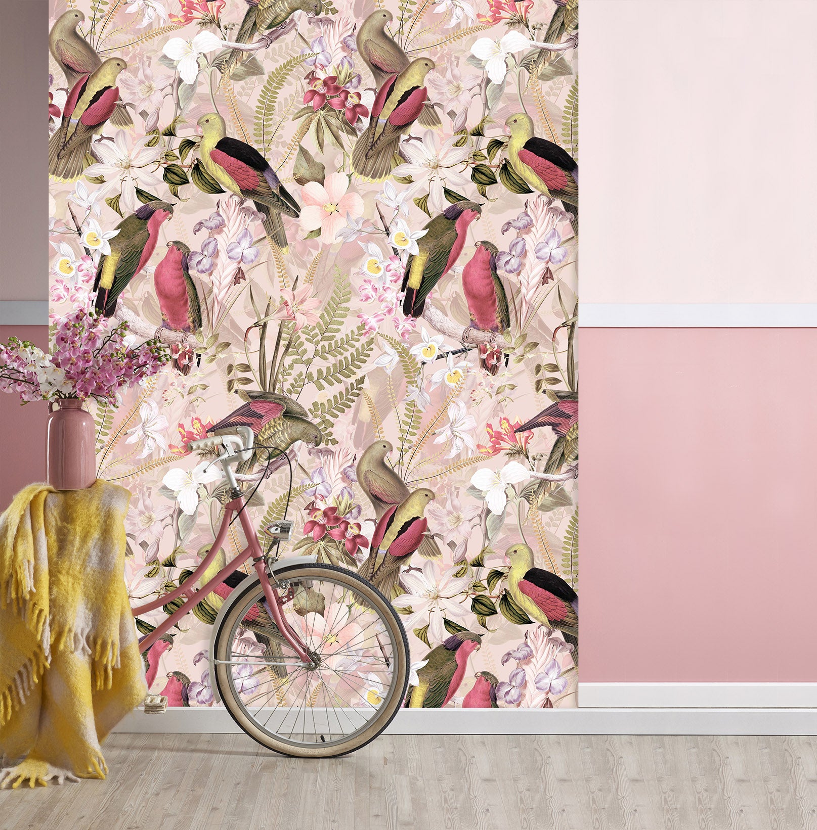 3D Bird Flowers 1399 Uta Naumann Wall Mural Wall Murals