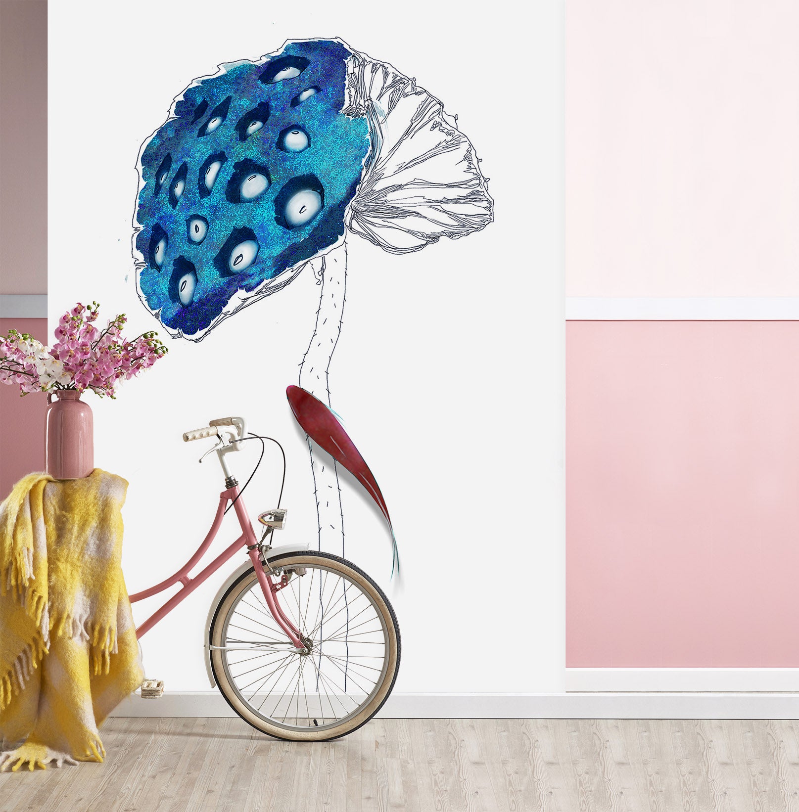 3D Blue Lotus 1818 Wall Murals