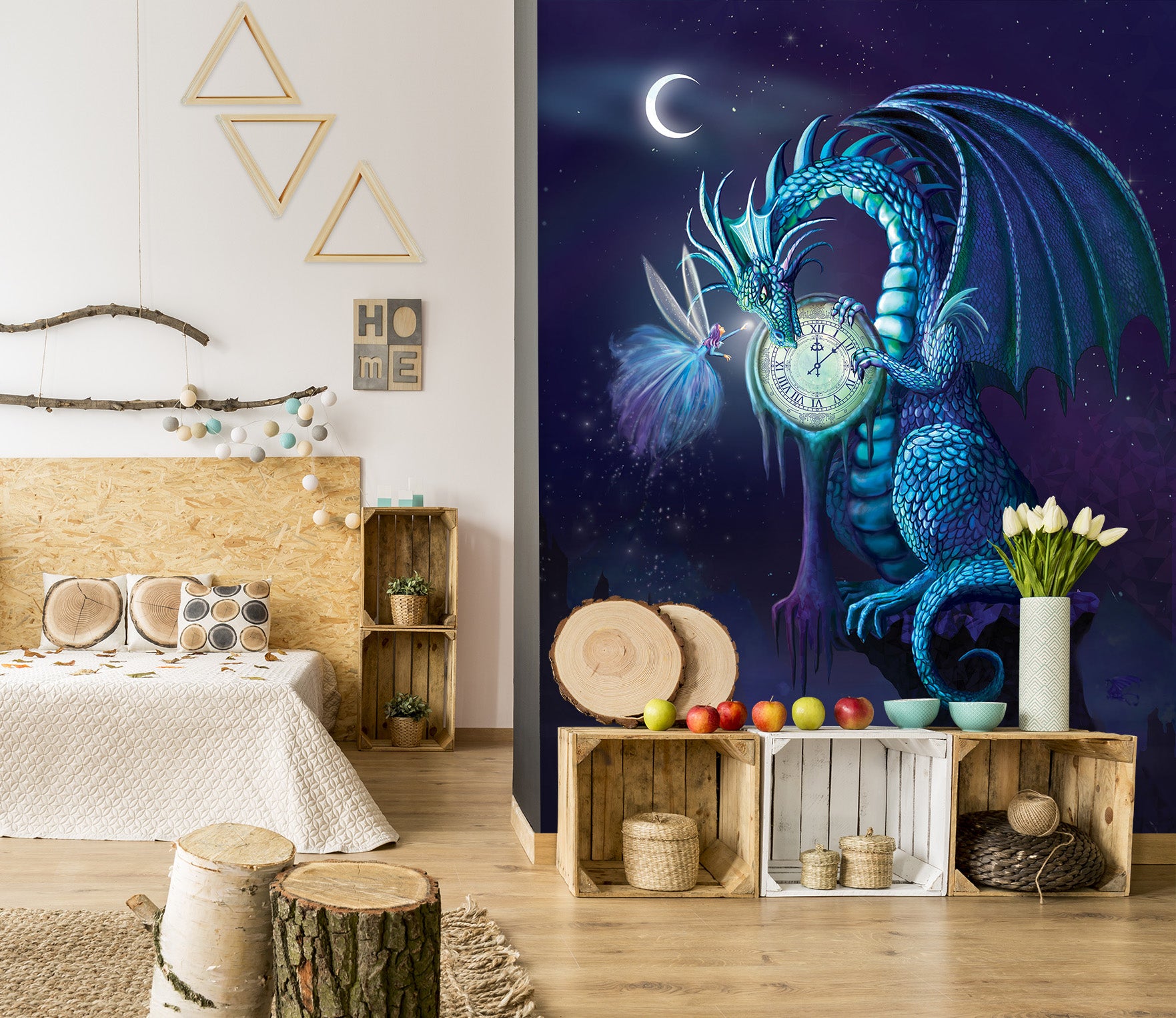 3D Night Dragon 1420 Rose Catherine Khan Wall Mural Wall Murals