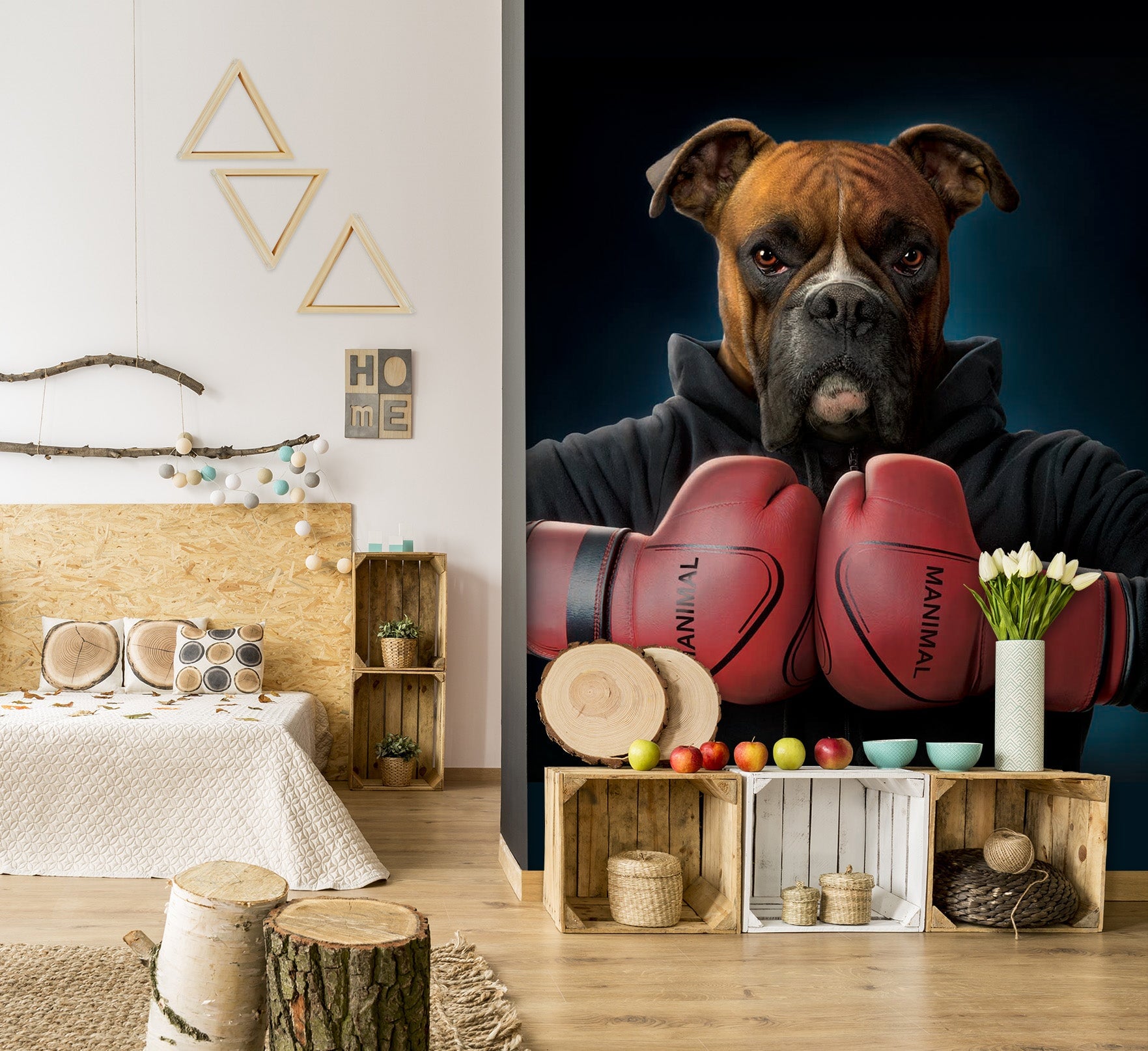 3D Boxing Dog 1415 Wall Murals Exclusive Designer Vincent Wallpaper AJ Wallpaper