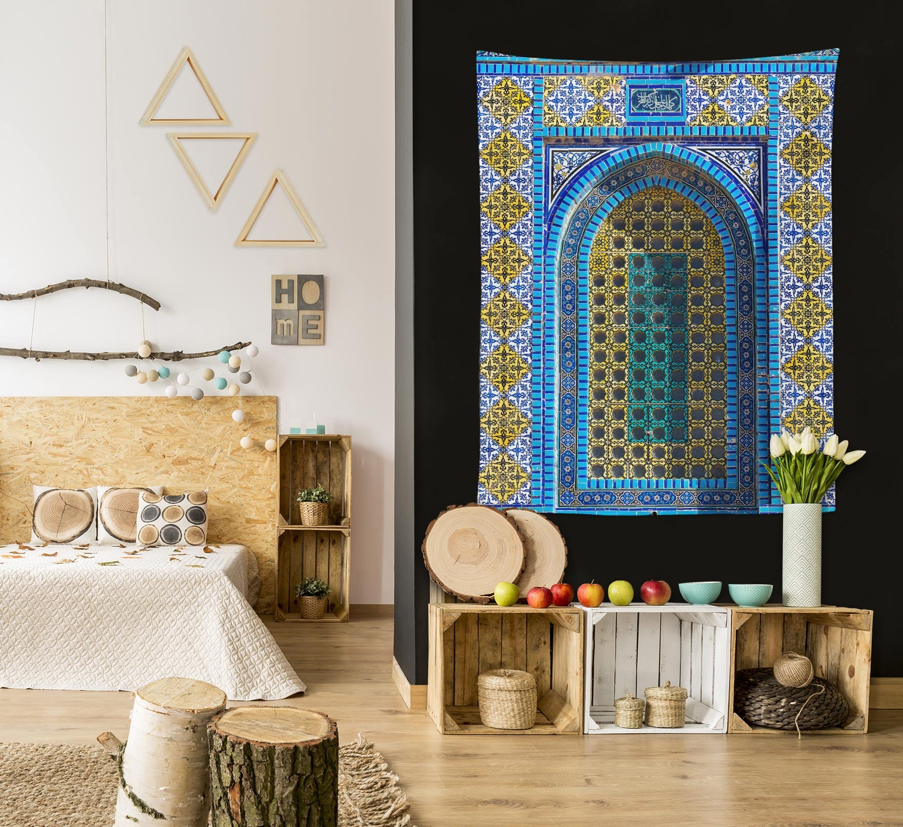 3D Yellow Blue Texture Pattern 116186 Assaf Frank Tapestry Hanging Cloth Hang