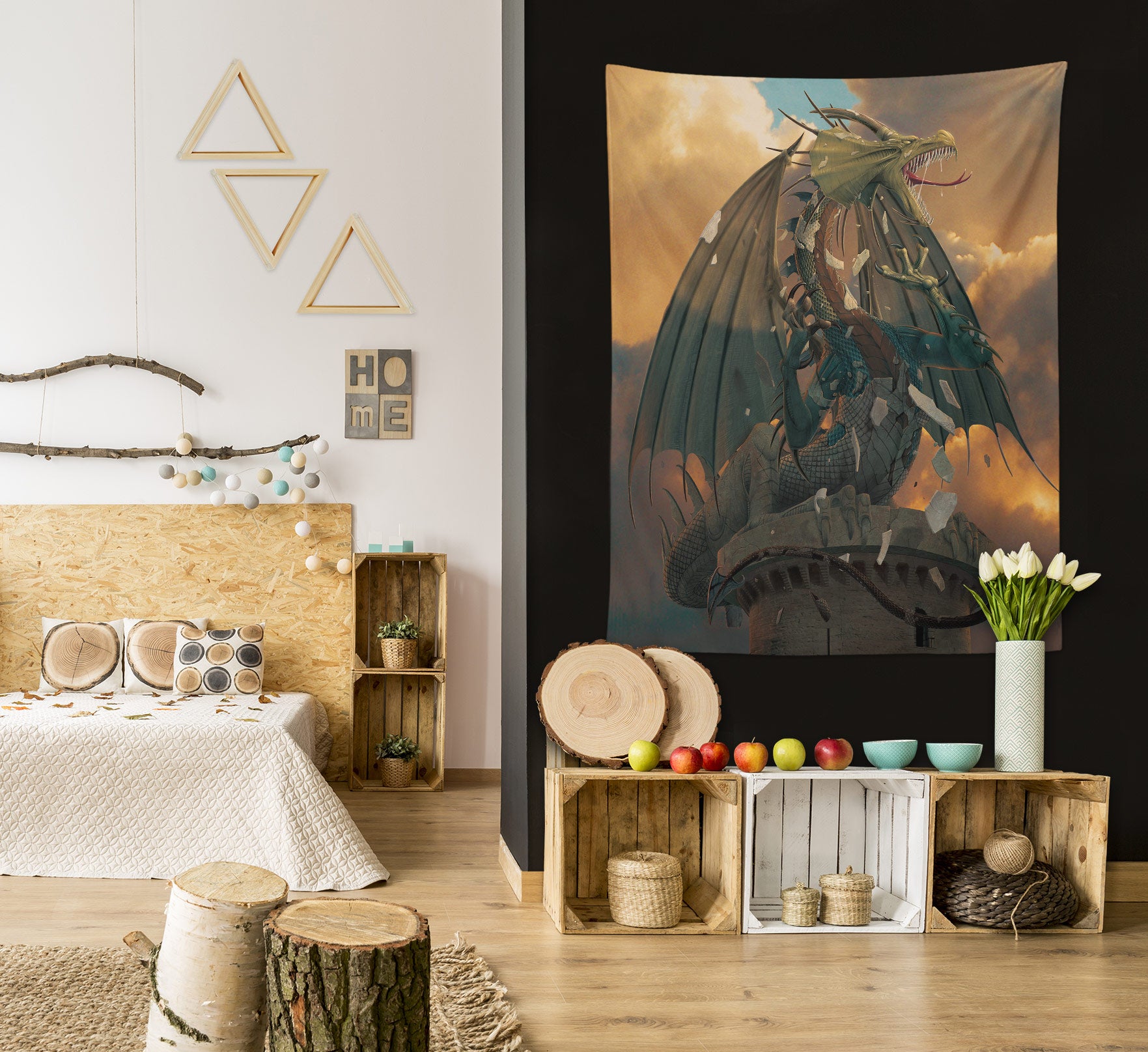 3D Wing Fly Dragon 11738 Vincent Tapestry Hanging Cloth Hang