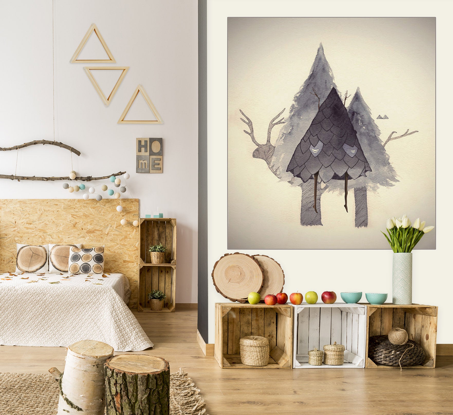 3D Grey Pine 050 Wall Murals