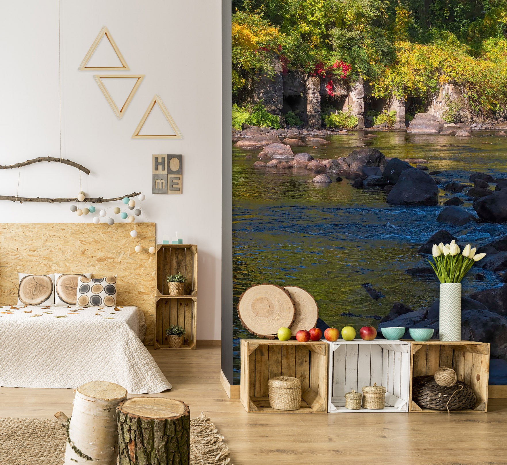 3D River Flowing 135 Jerry LoFaro Wall Mural Wall Murals