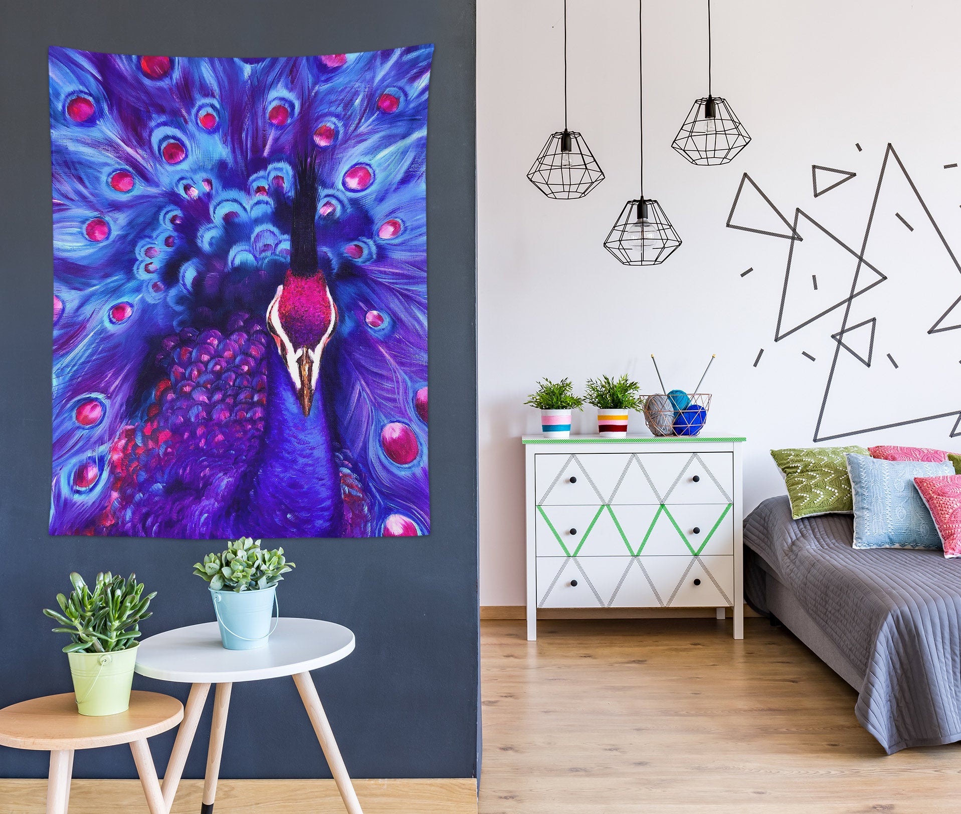 3D Blue Peacock 3491 Skromova Marina Tapestry Hanging Cloth Hang