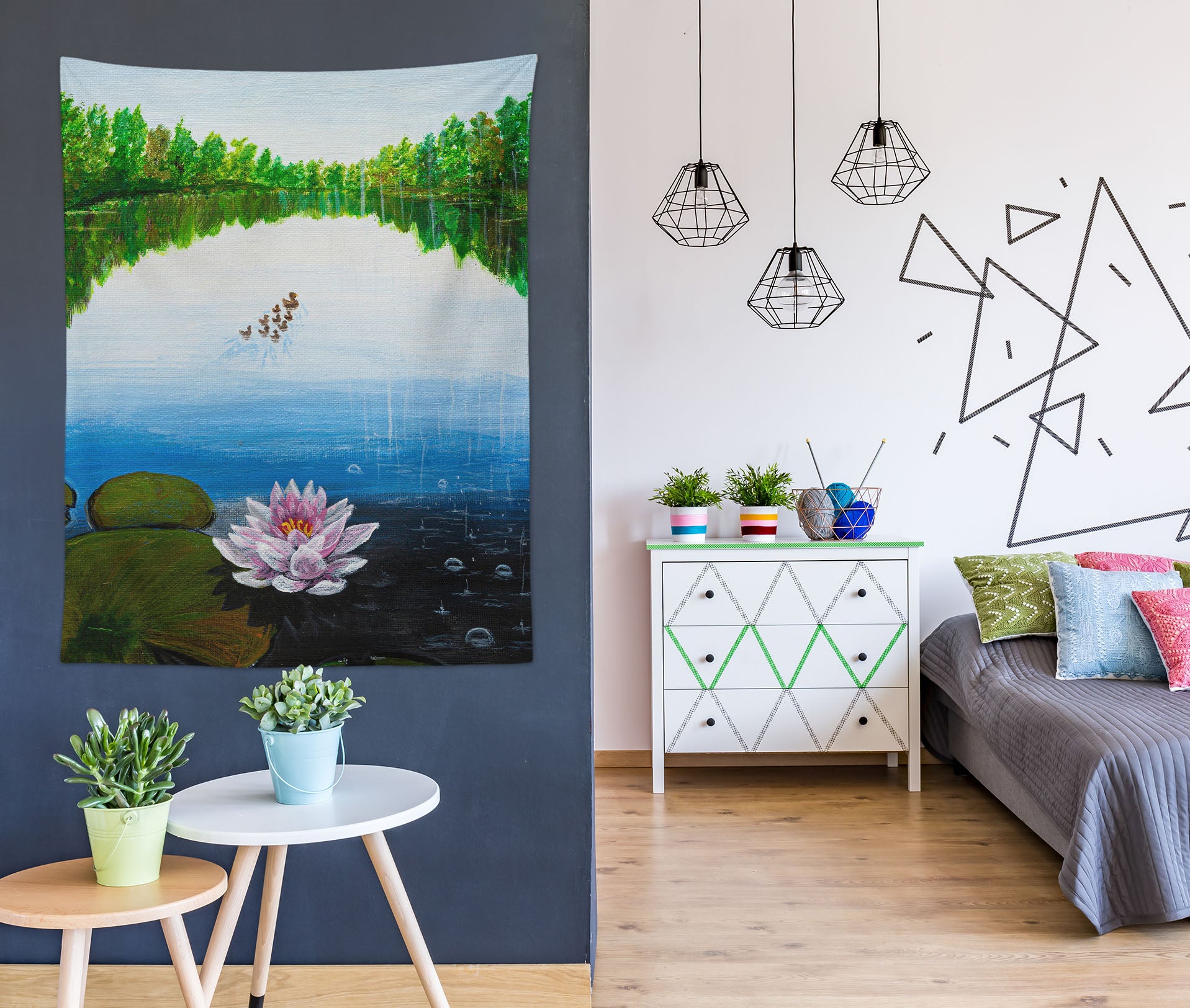 3D Lotus Pond 5292 Marina Zotova Tapestry Hanging Cloth Hang