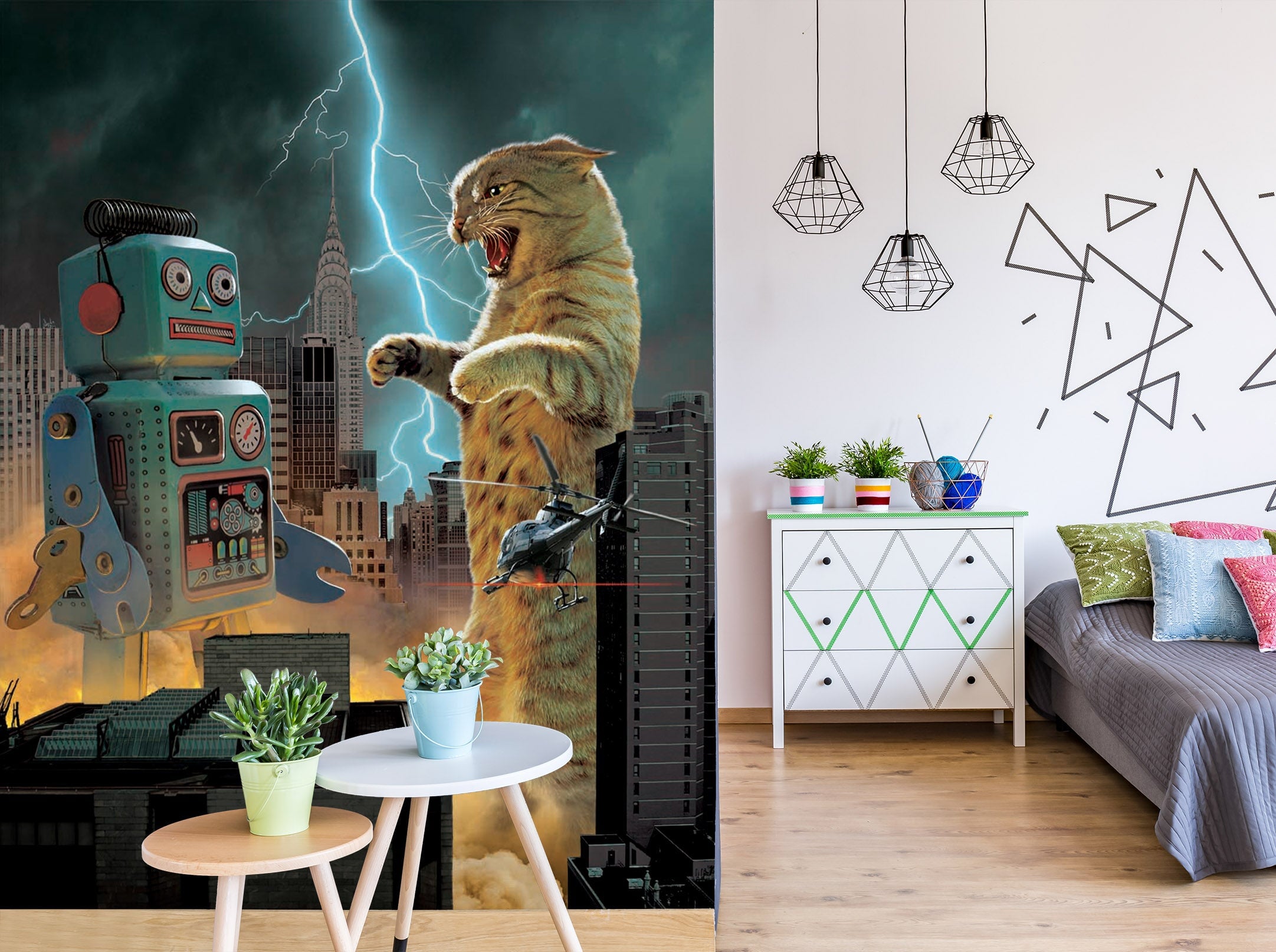 3D Robot Cat 1419 Wall Murals Exclusive Designer Vincent Wallpaper AJ Wallpaper