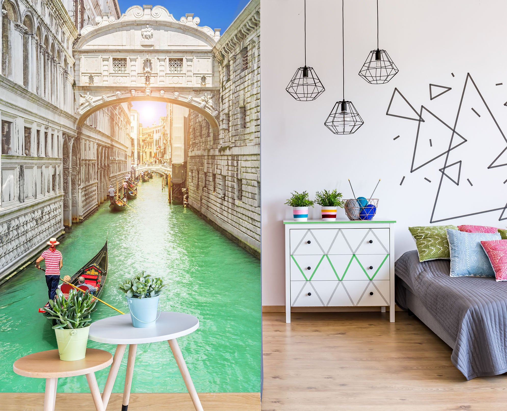 3D Venice Boat 1002 Wall Murals