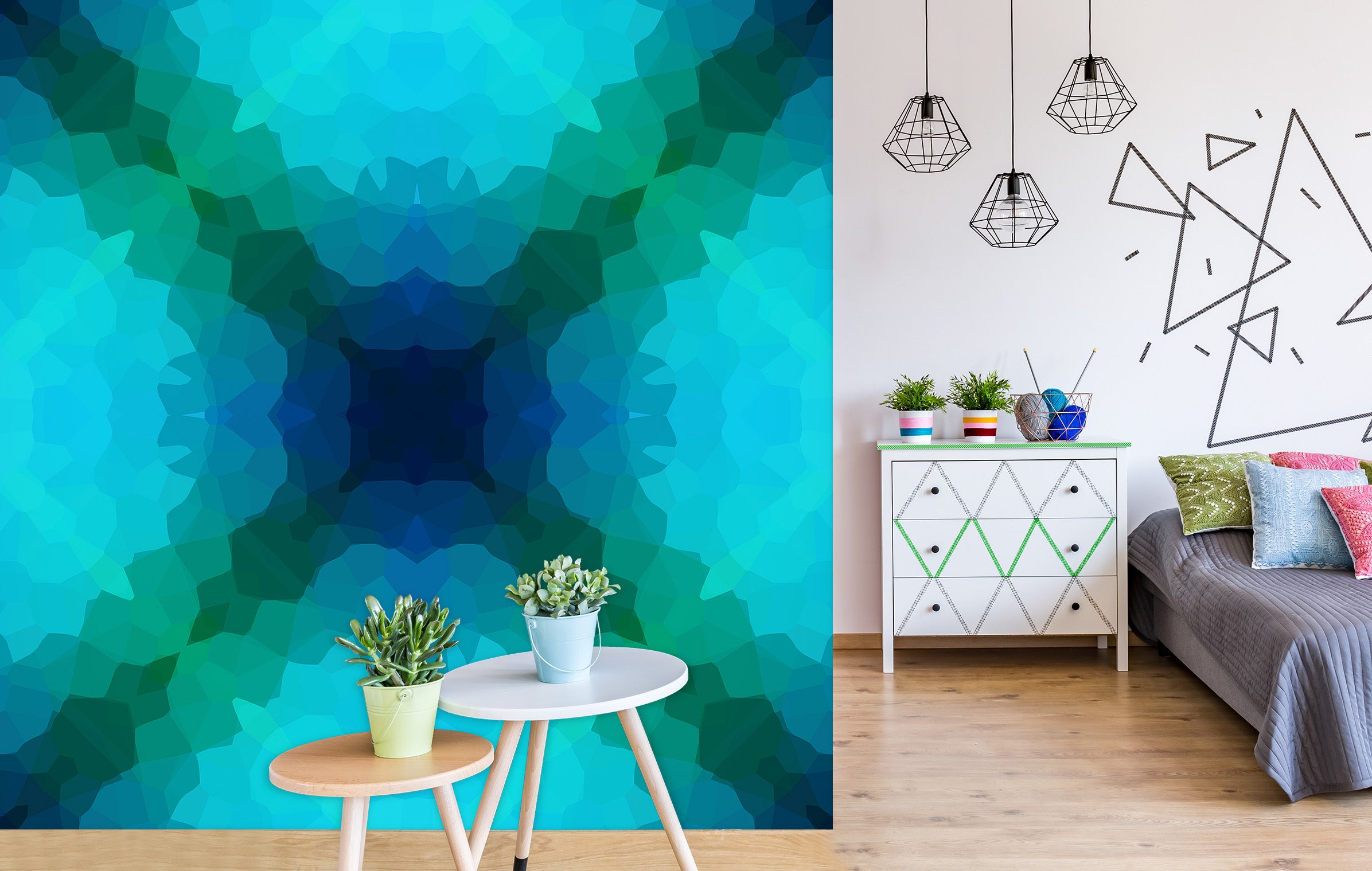 3D Shades Blue Green 71082 Shandra Smith Wall Mural Wall Murals