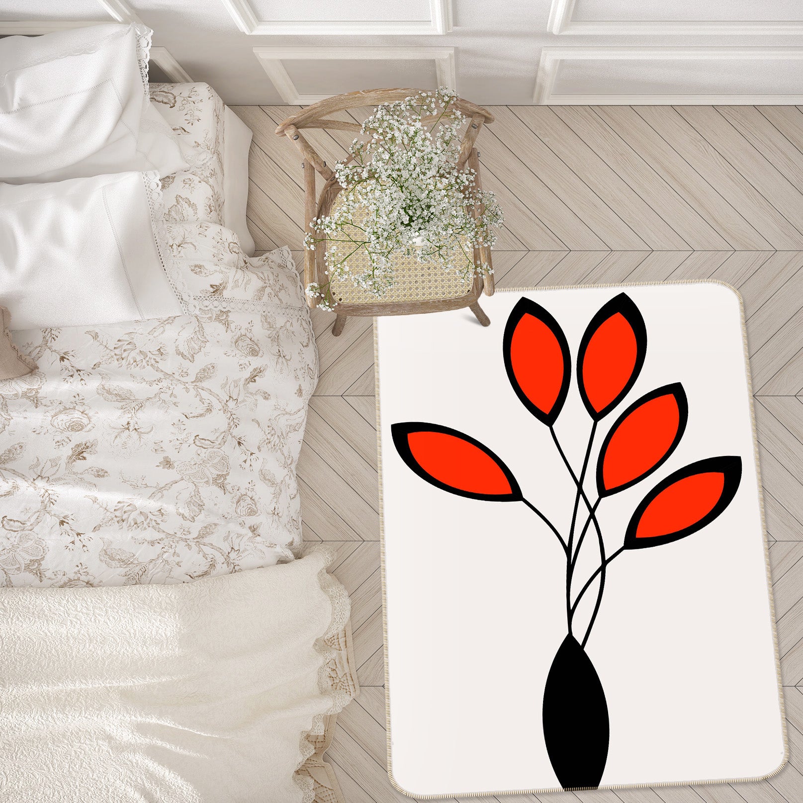 3D Red Leaf Shape 1025 Boris Draschoff Rug Non Slip Rug Mat