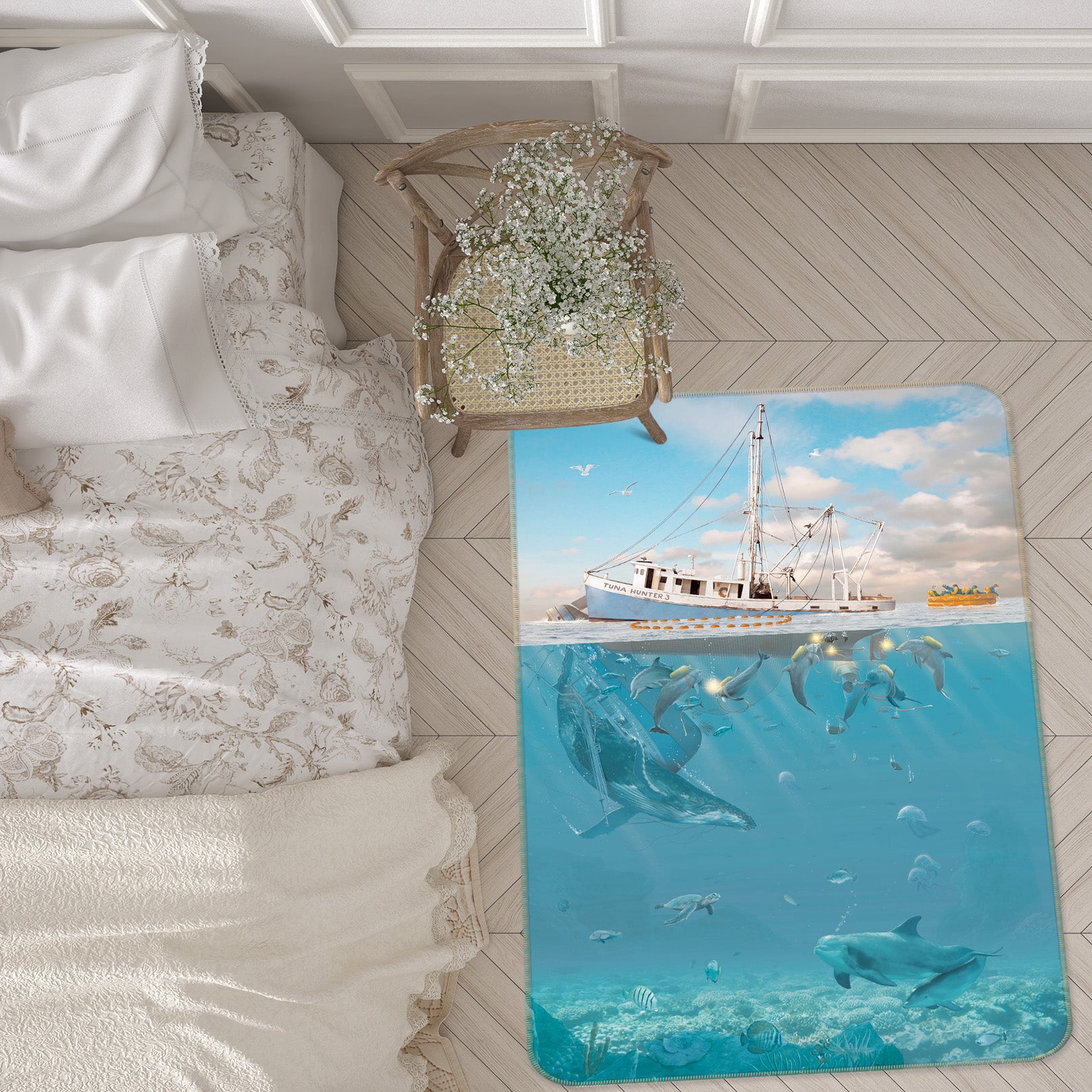 3D Rage Of The Dolphin 1060 Vincent Hie Rug Non Slip Rug Mat