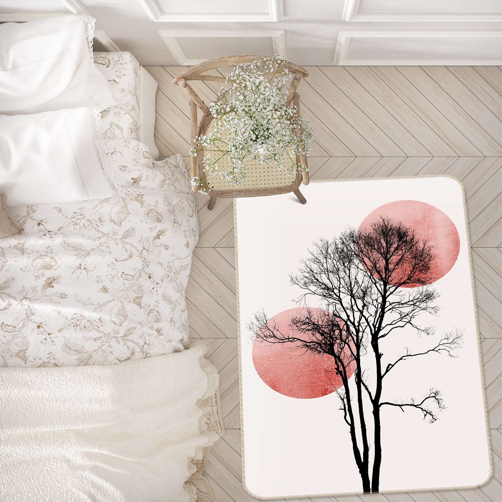 3D Pink Moon Pattern 1113 Boris Draschoff Rug Non Slip Rug Mat