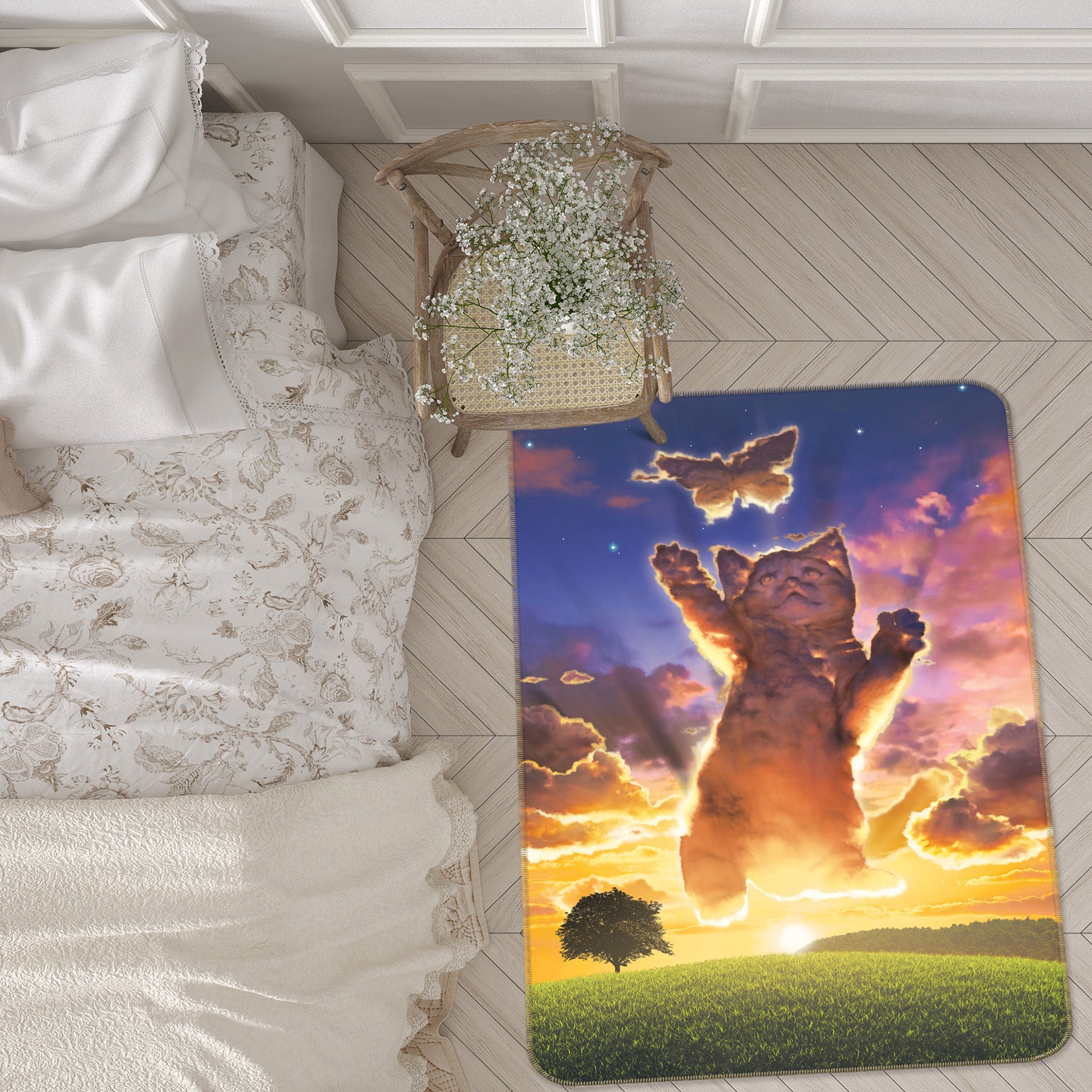 3D Cloud Kitten Sunset 1023 Vincent Hie Rug Non Slip Rug Mat