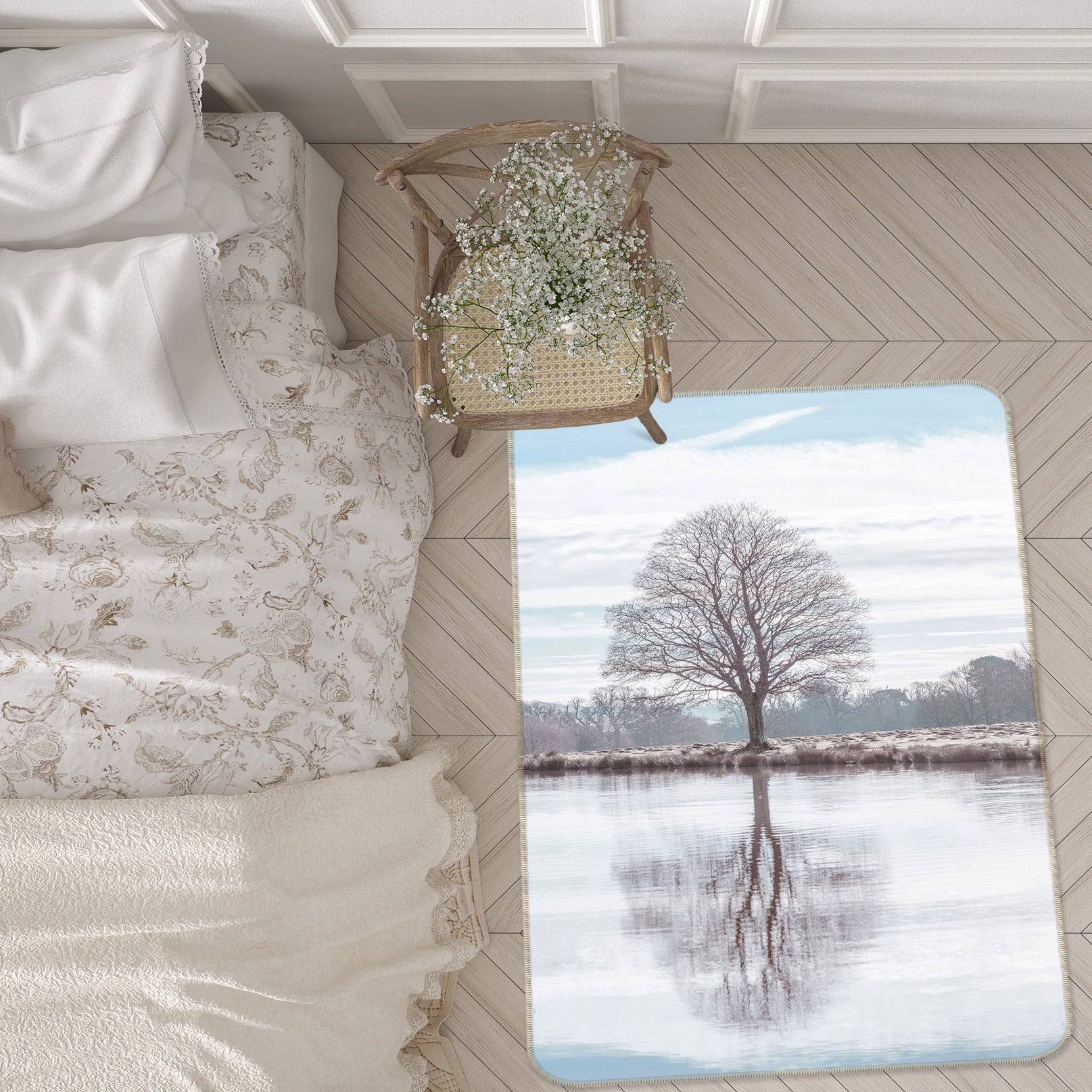 3D Lake Reflection 196 Assaf Frank Rug Non Slip Rug Mat