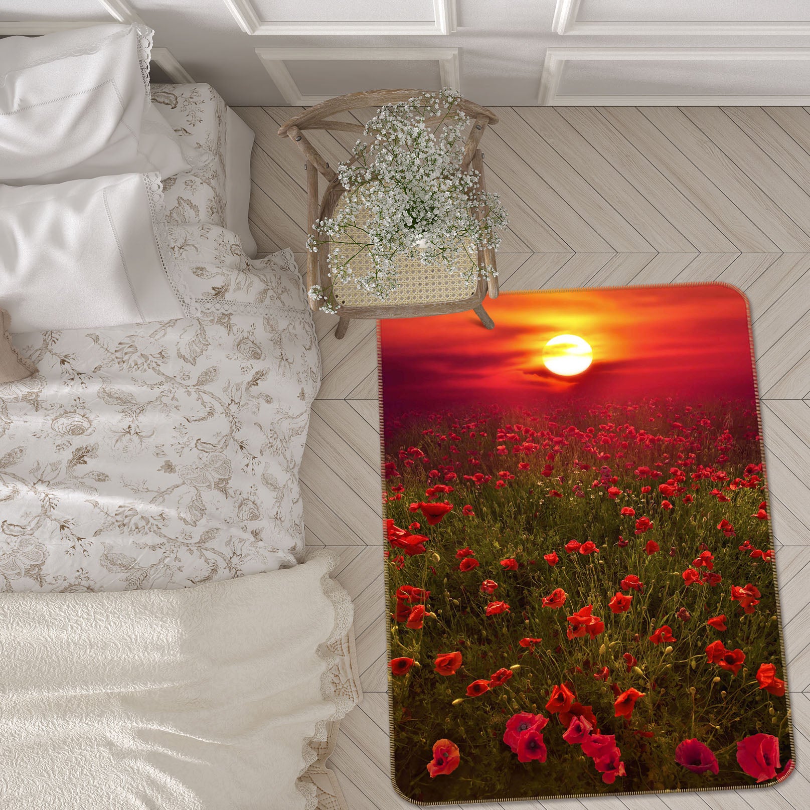 3D Red Garden 1183 Marco Carmassi Rug Non Slip Rug Mat