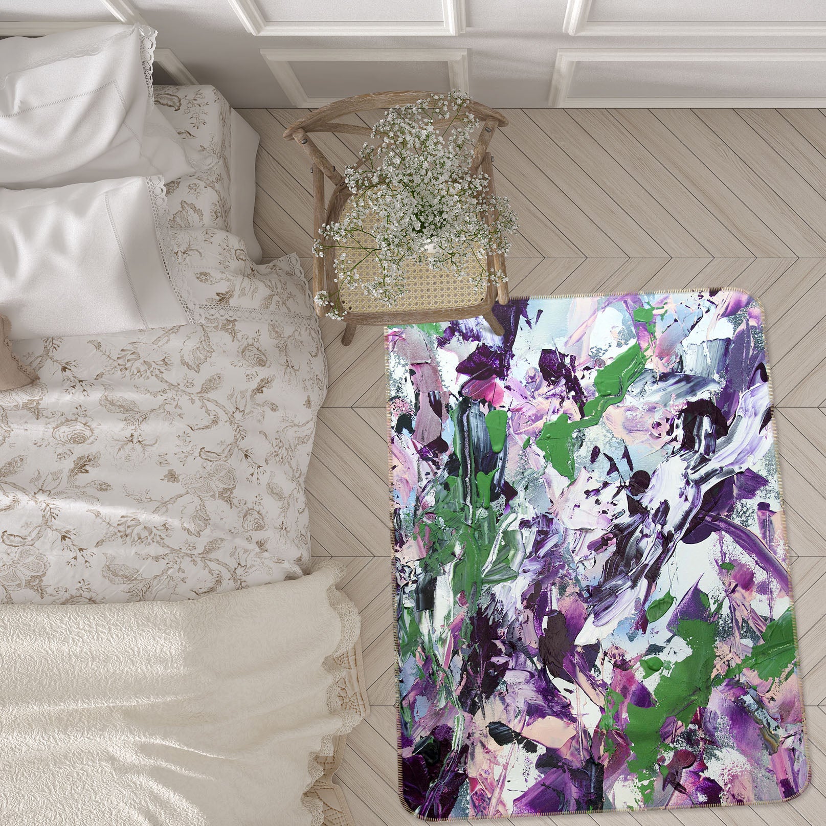 3D Purple Flowers 3022 Allan P. Friedlander Rug Non Slip Rug Mat