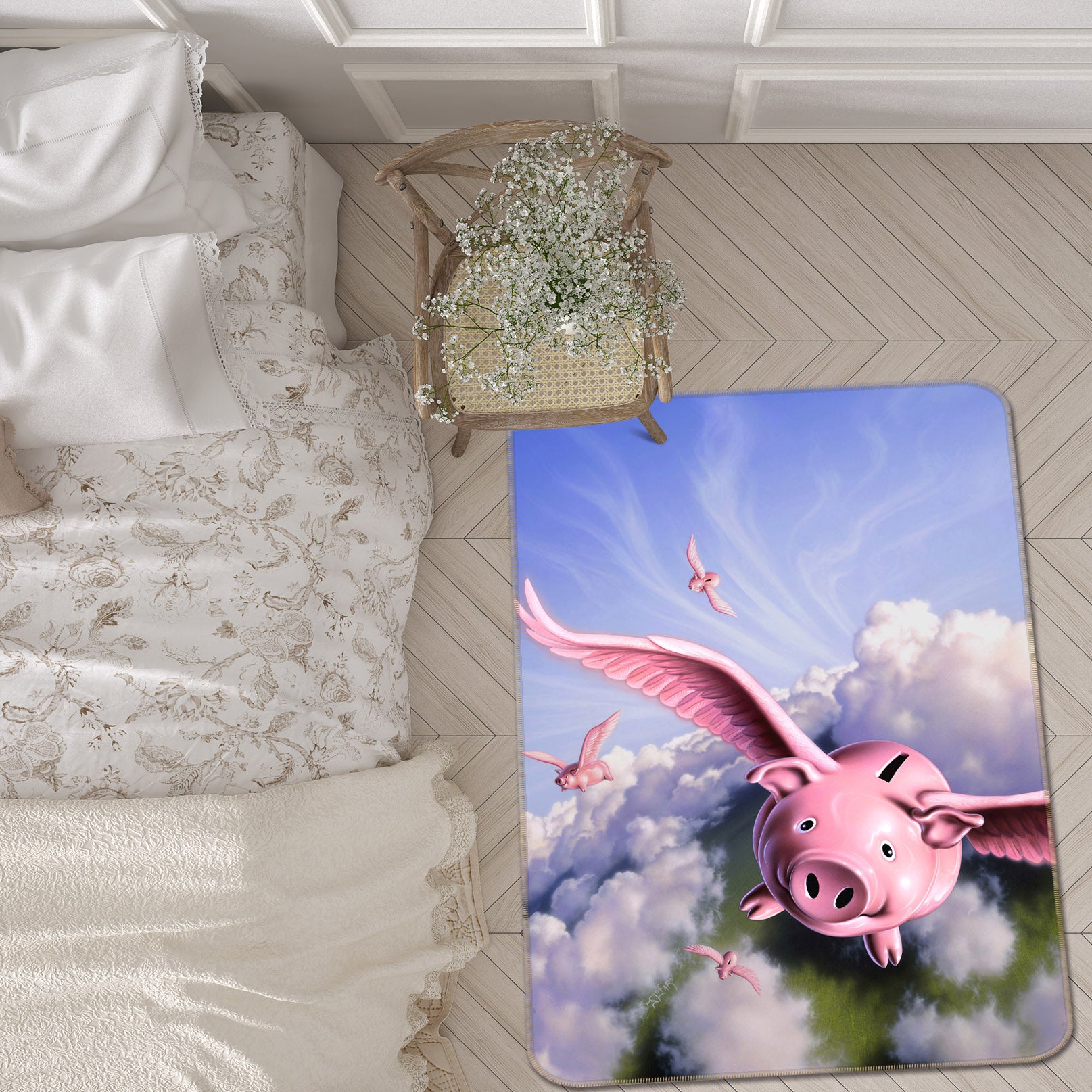 3D Piggies 1008 Jerry LoFaro Rug Non Slip Rug Mat