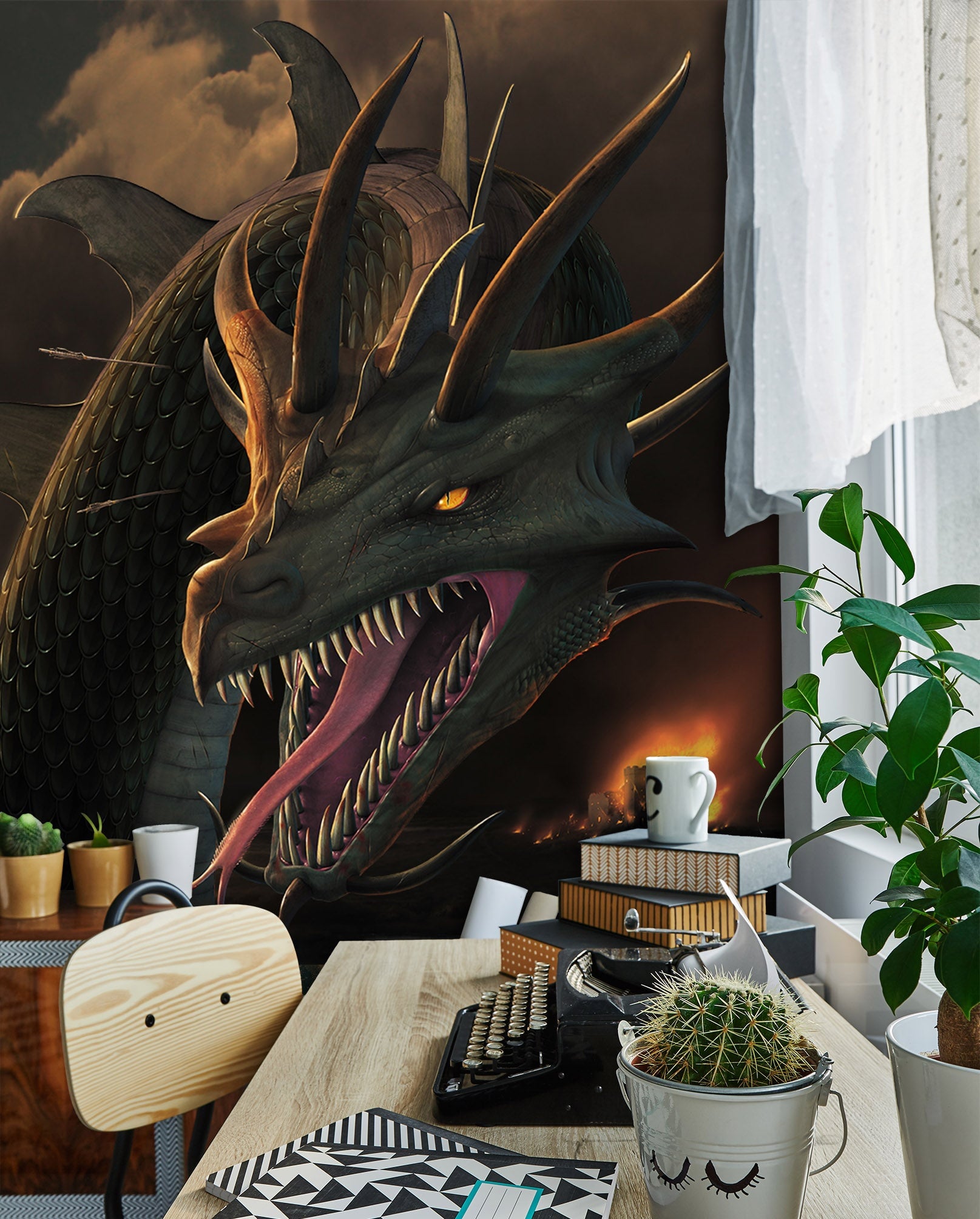 3D Dragon Mouth 1408 Wall Murals Exclusive Designer Vincent Wallpaper AJ Wallpaper