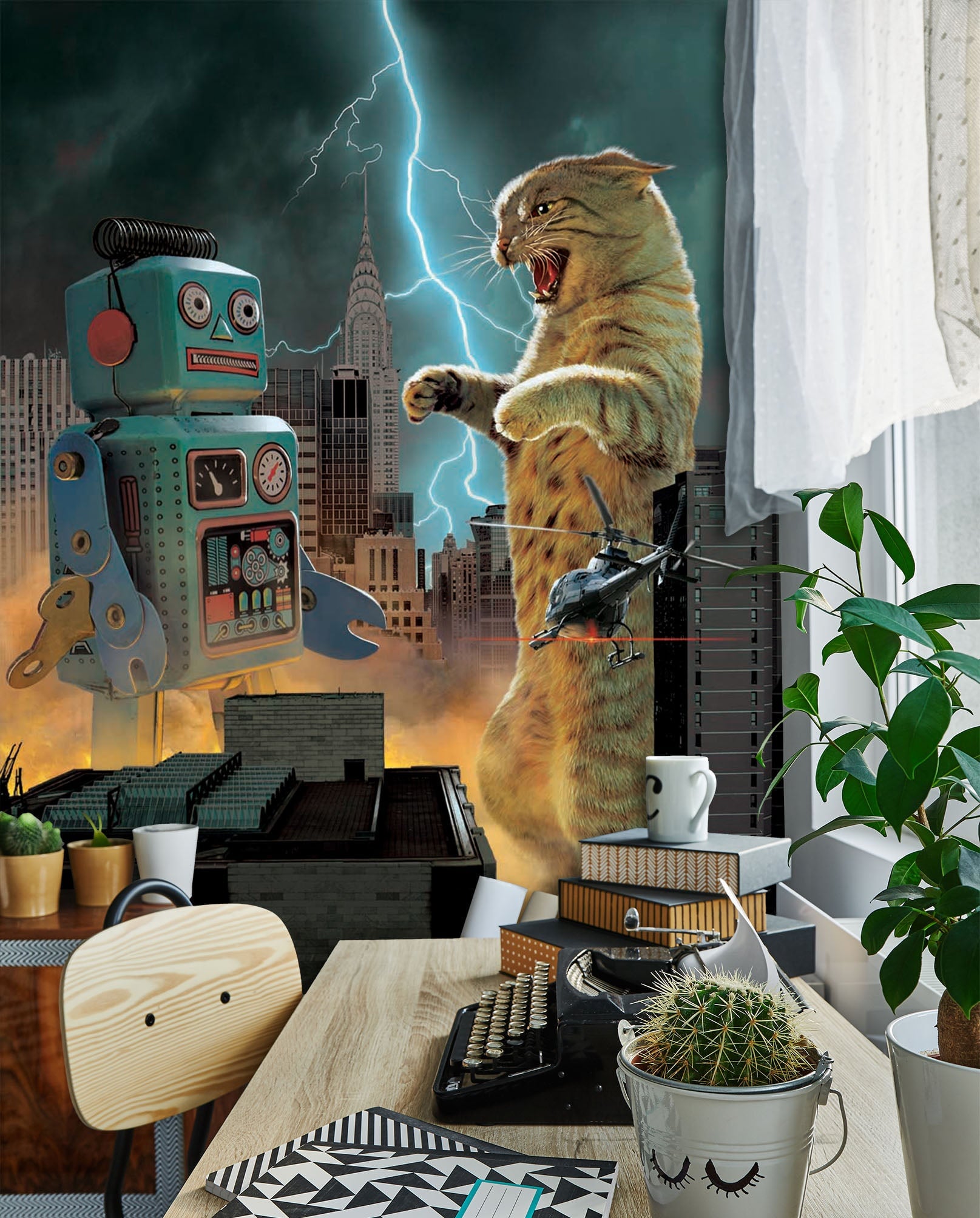 3D Robot Cat 1419 Wall Murals Exclusive Designer Vincent Wallpaper AJ Wallpaper